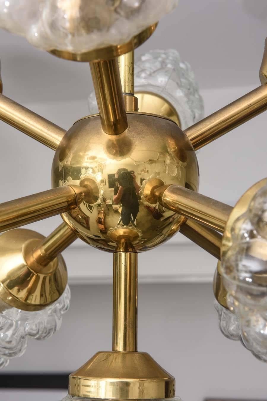 Molded Sputnik Chandelier with Bubble Glass Globes