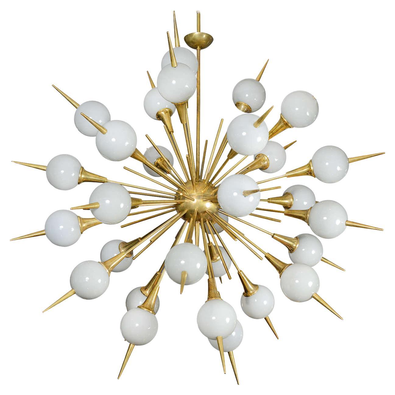 Sputnik Chandelier with Grey Murano Glass Globes