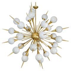 Sputnik Chandelier with Grey Murano Glass Globes