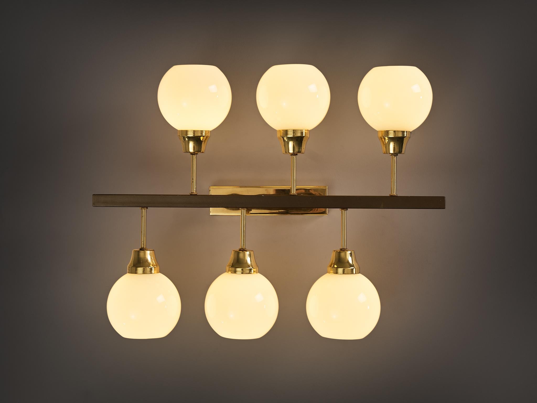 Lustre Sputnik en verre et laiton Bon état - En vente à Waalwijk, NL