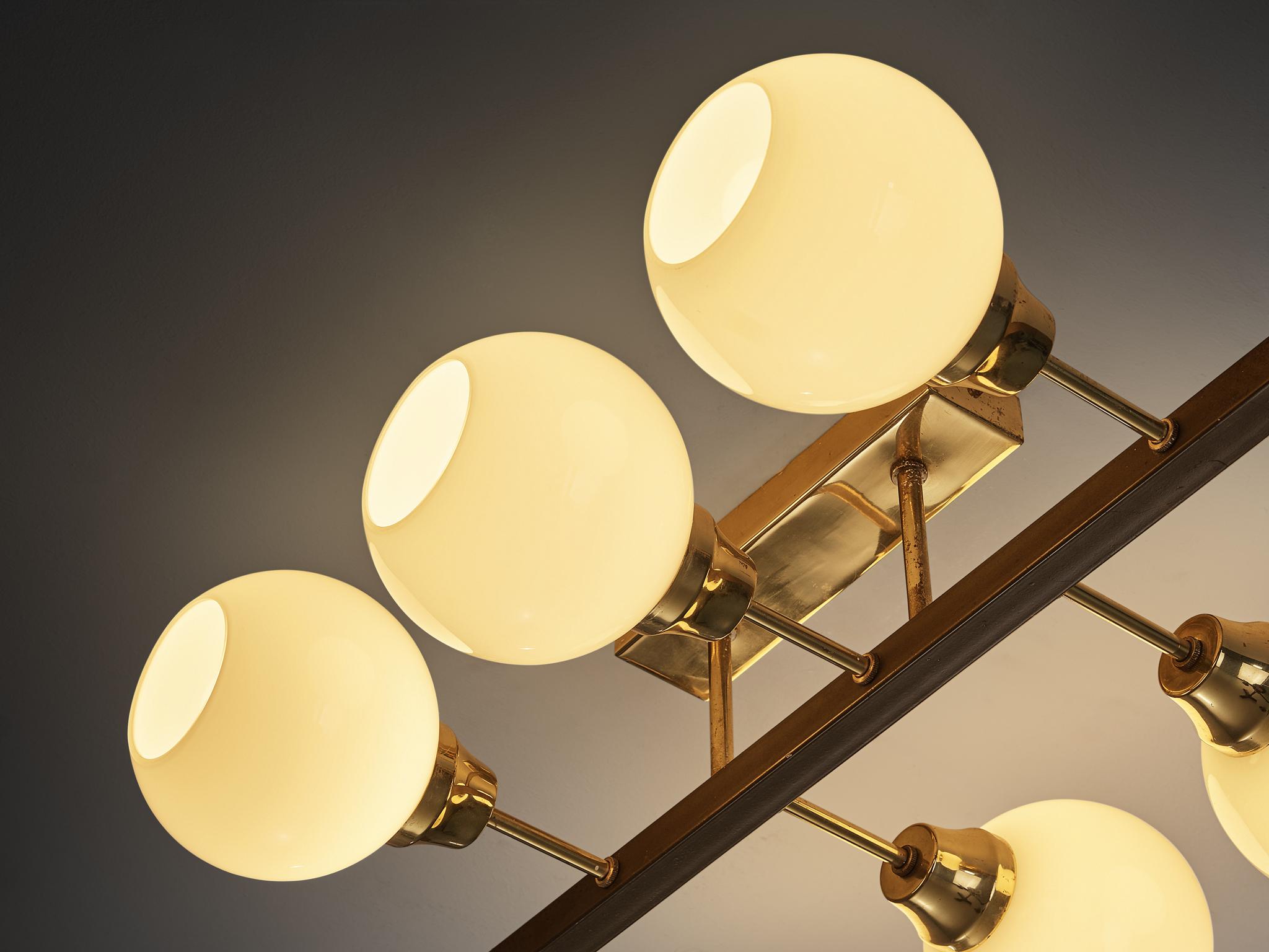 Fin du 20e siècle Lustre Sputnik en verre et laiton en vente