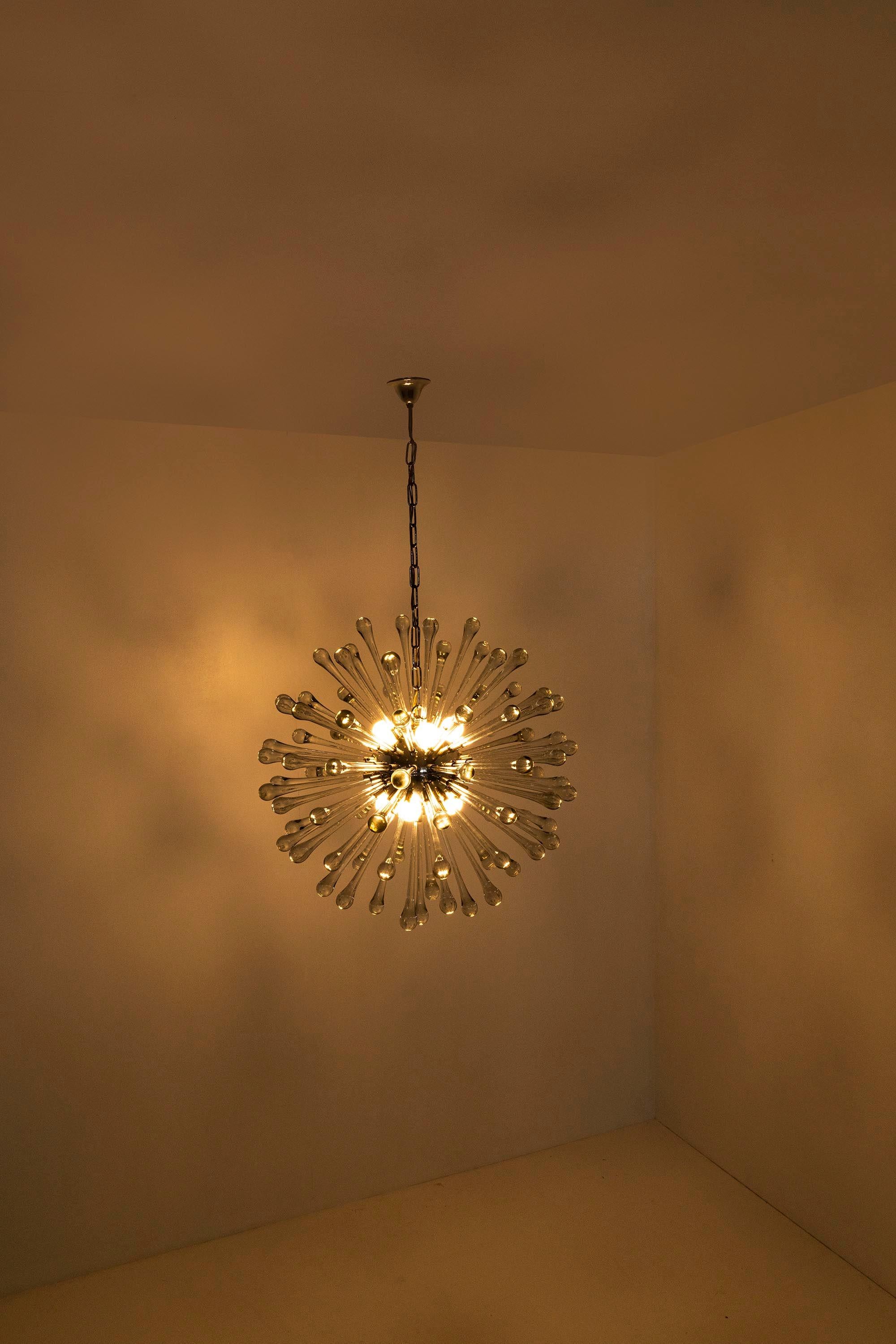 Sputnik Chandelier with Murano Glass Drops, Italy 1960s For Sale 5