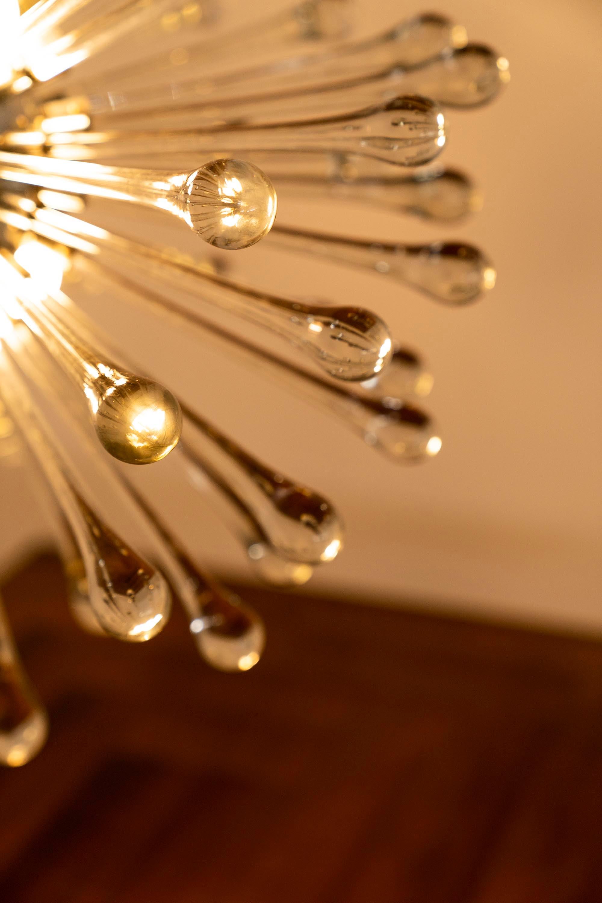 Sputnik Chandelier with Murano Glass Drops, Italy 1960s For Sale 7