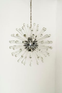 Sputnik Chandelier with Murano Glass Drops, Italy 1960s