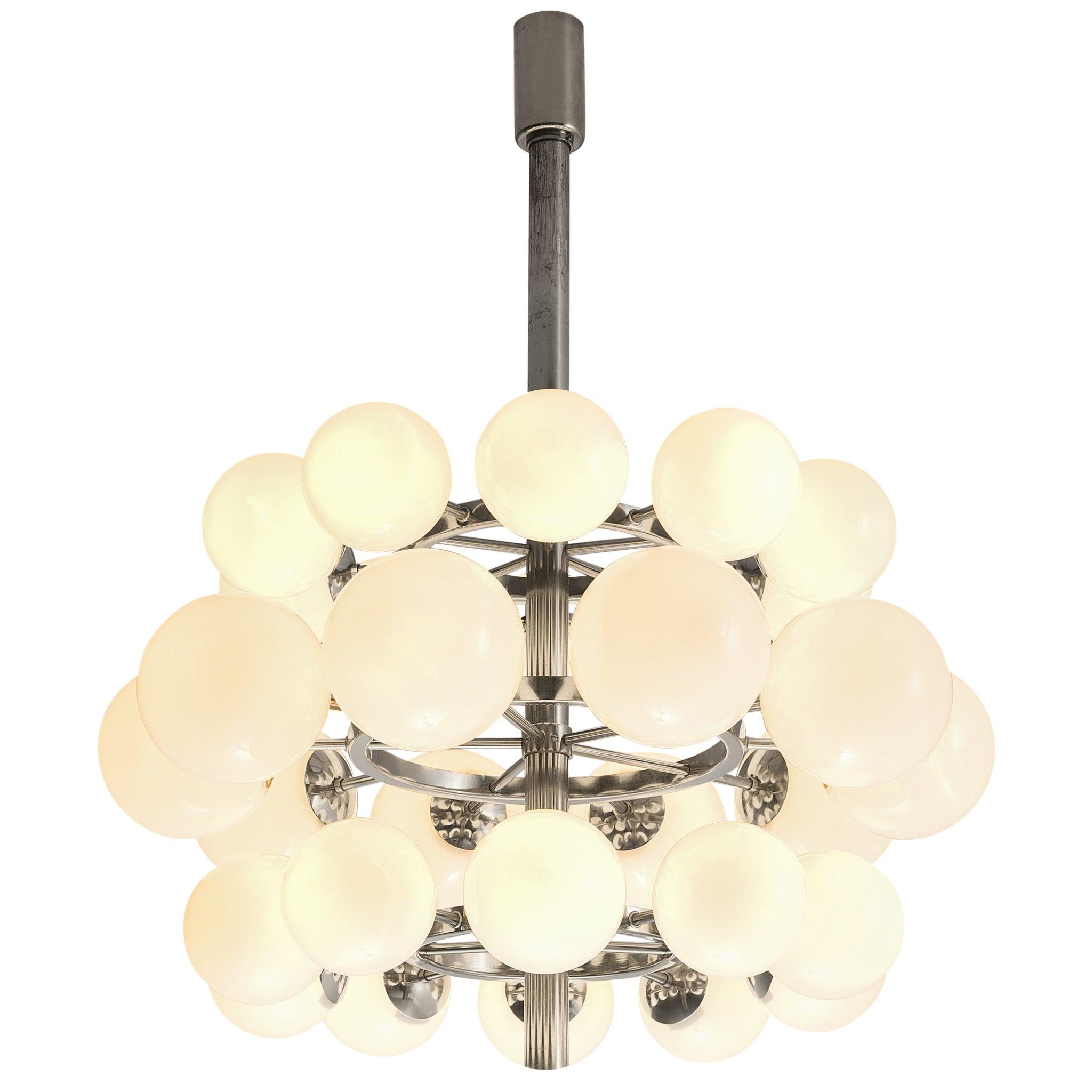 Sputnik Chandelier with Thirty Opaline Glass Globes For Sale at 1stDibs