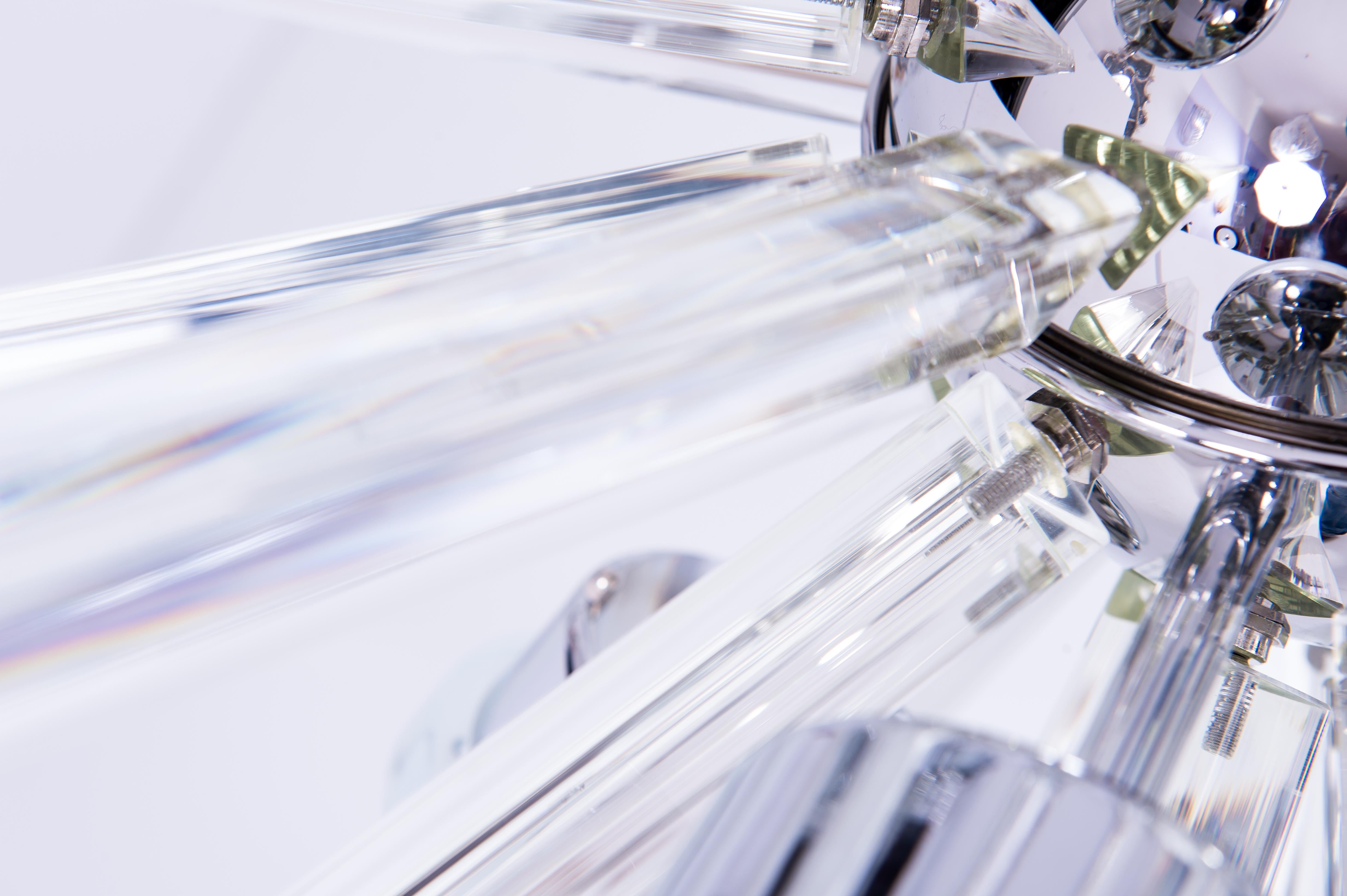 Lustre Spoutnik avec éléments en forme de trièdre en verre de Murano, années 2020, Italie en vente 5