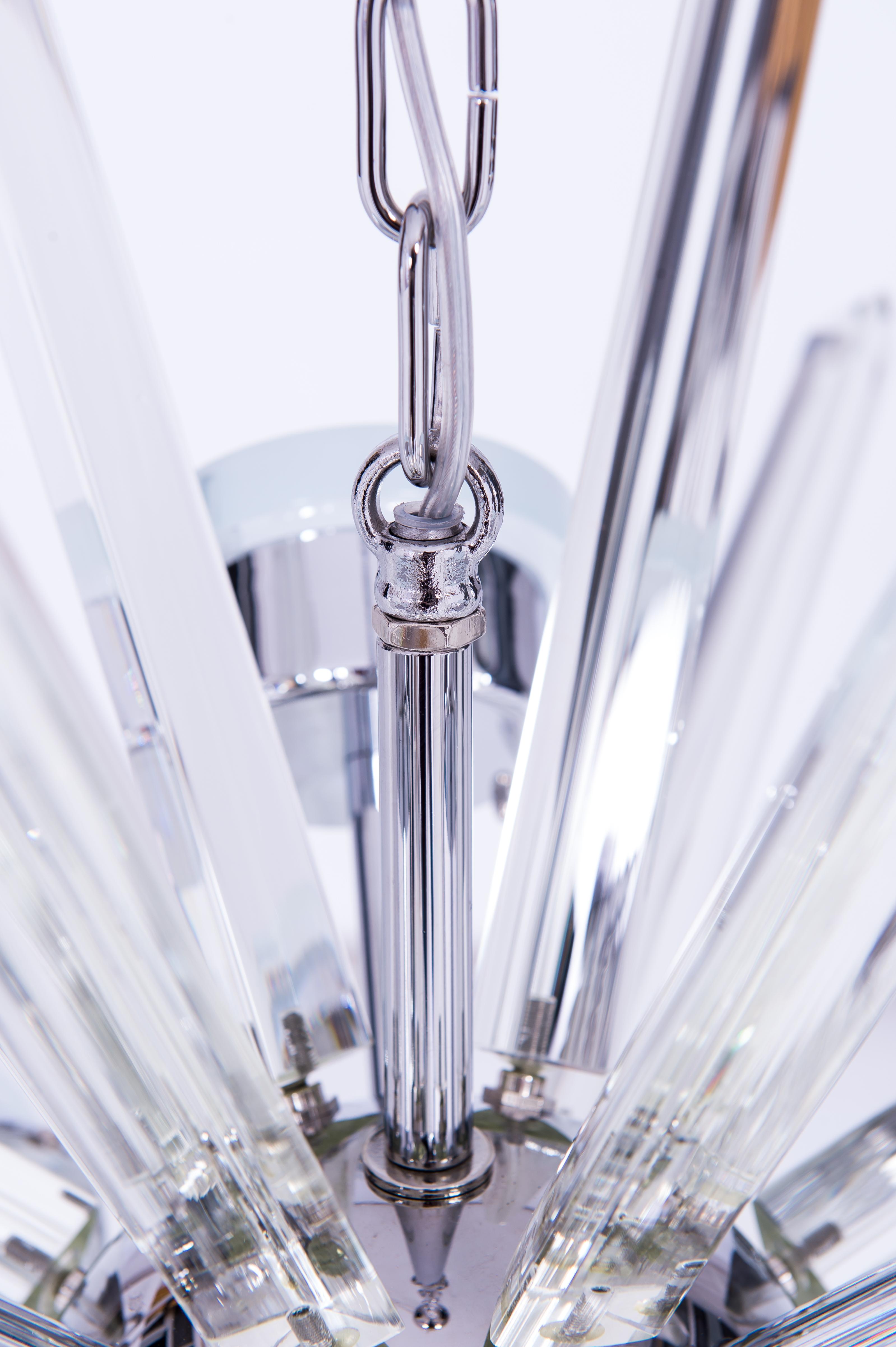Lustre Spoutnik avec éléments en forme de trièdre en verre de Murano, années 2020, Italie en vente 6