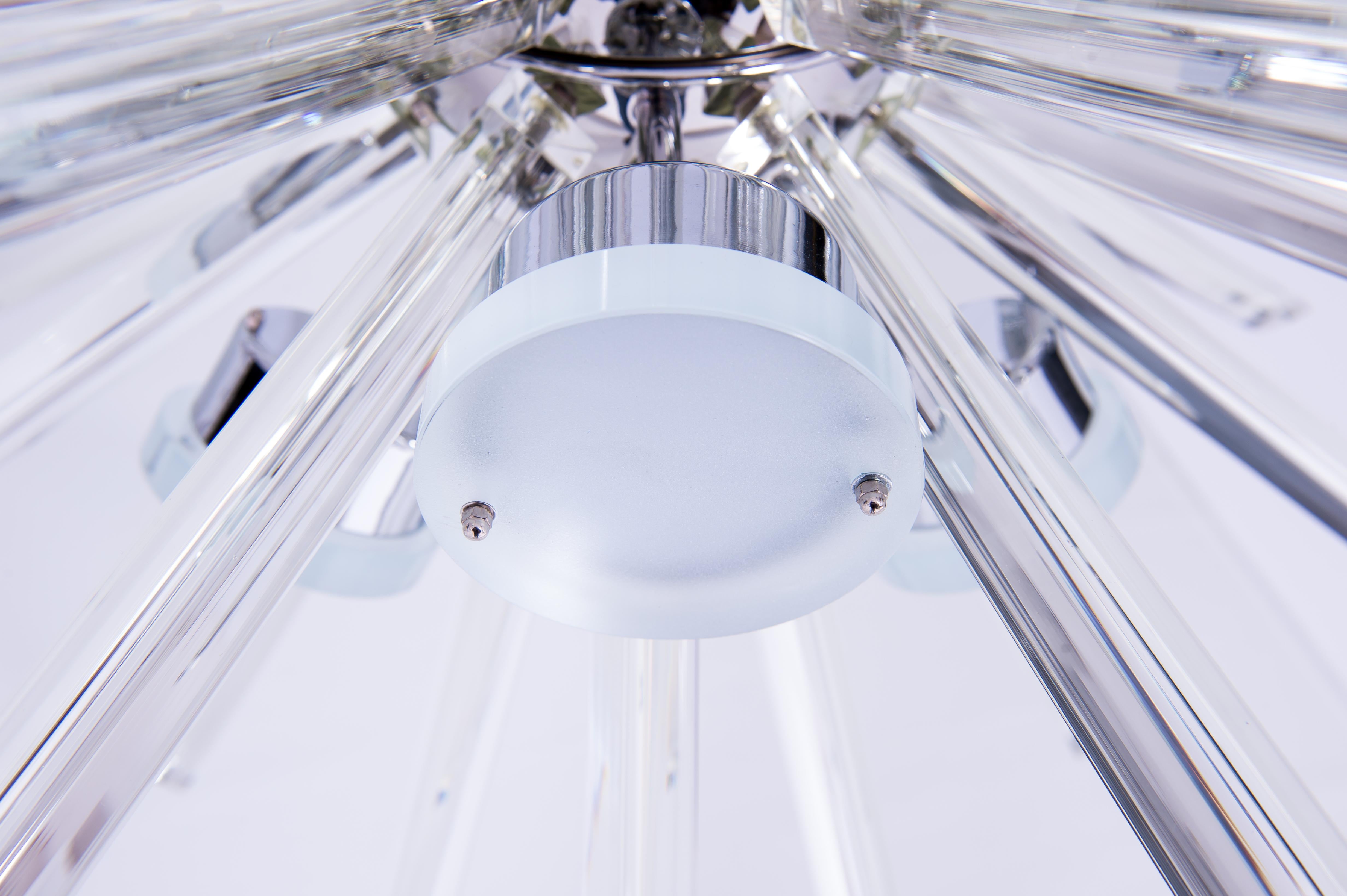 Lustre Spoutnik avec éléments en forme de trièdre en verre de Murano, années 2020, Italie en vente 7