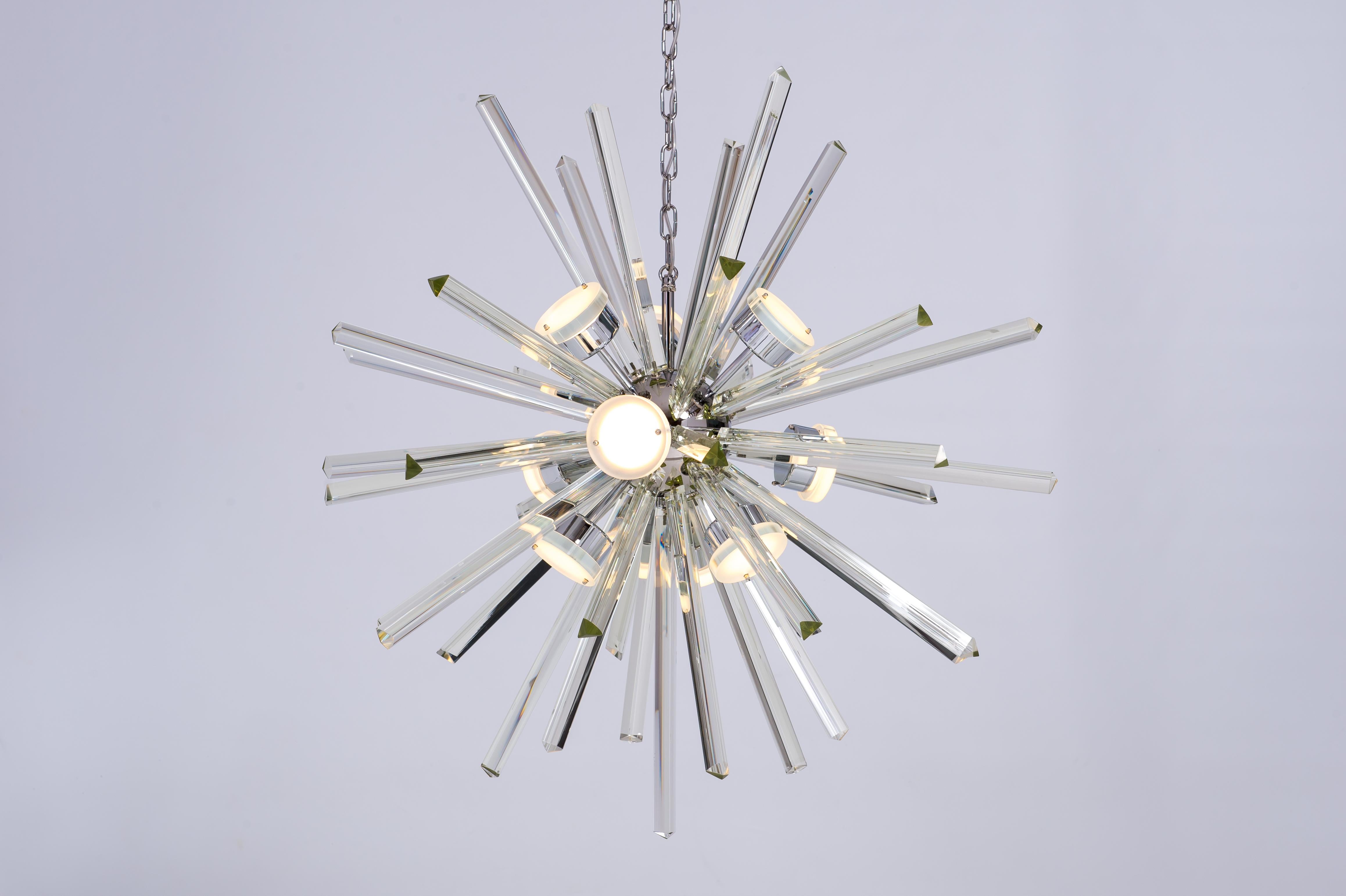 Sputnik Chandelier with Trihedron Elements in Murano Glass, 2020s, Italy For Sale 8