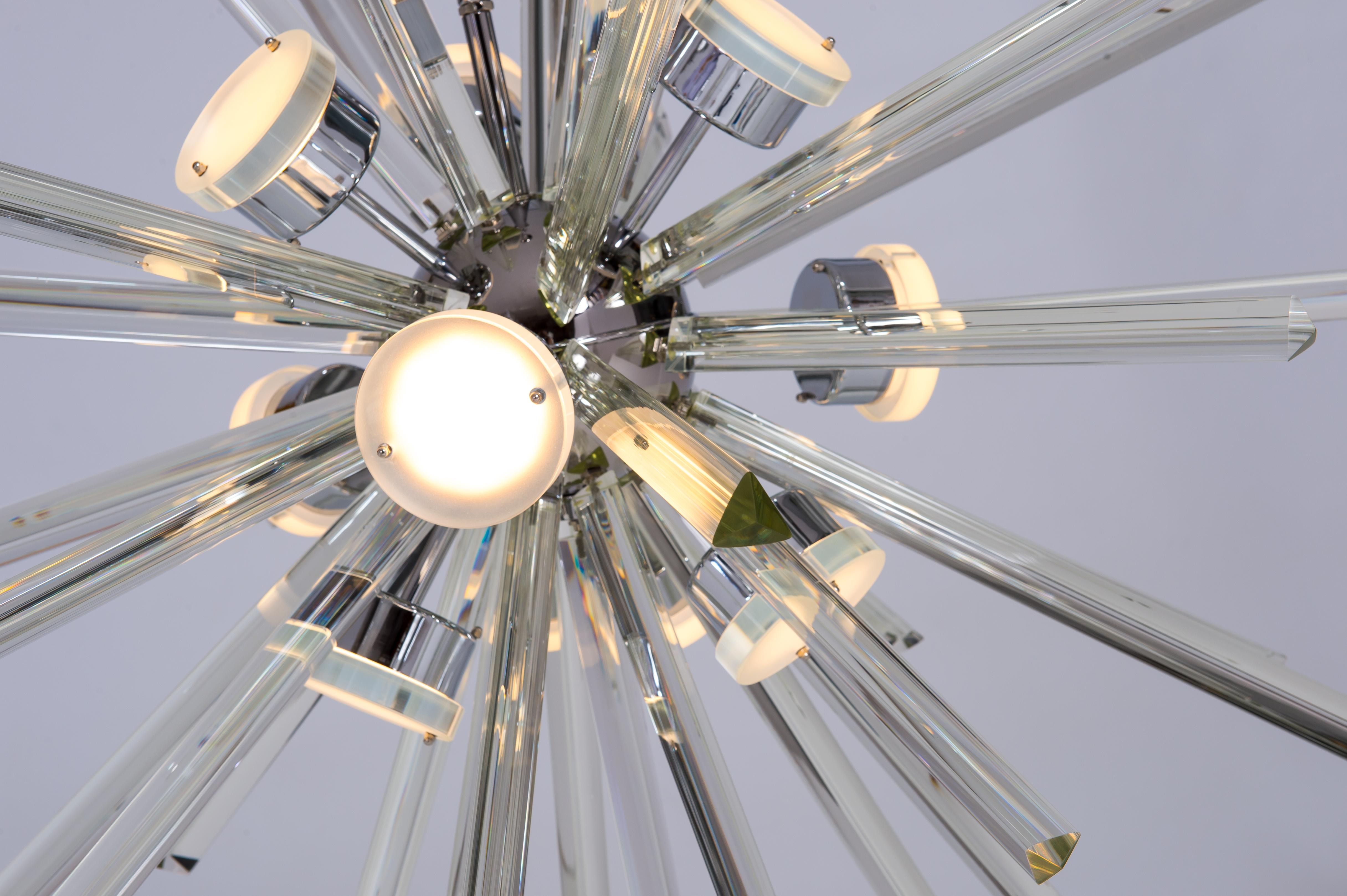 Lustre Spoutnik avec éléments en forme de trièdre en verre de Murano, années 2020, Italie en vente 10