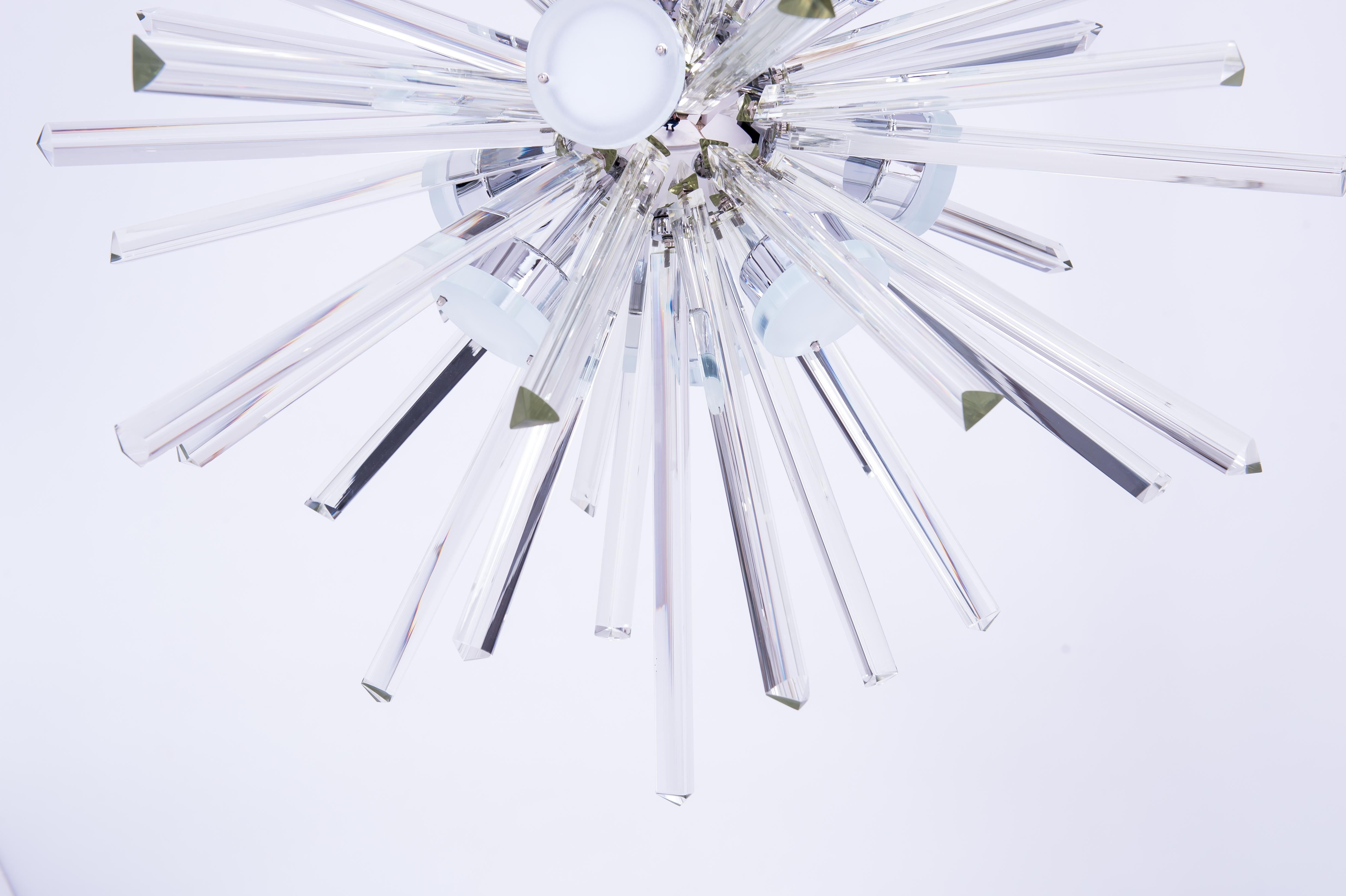 Italian Sputnik Chandelier with Trihedron Elements in Murano Glass, 2020s, Italy For Sale