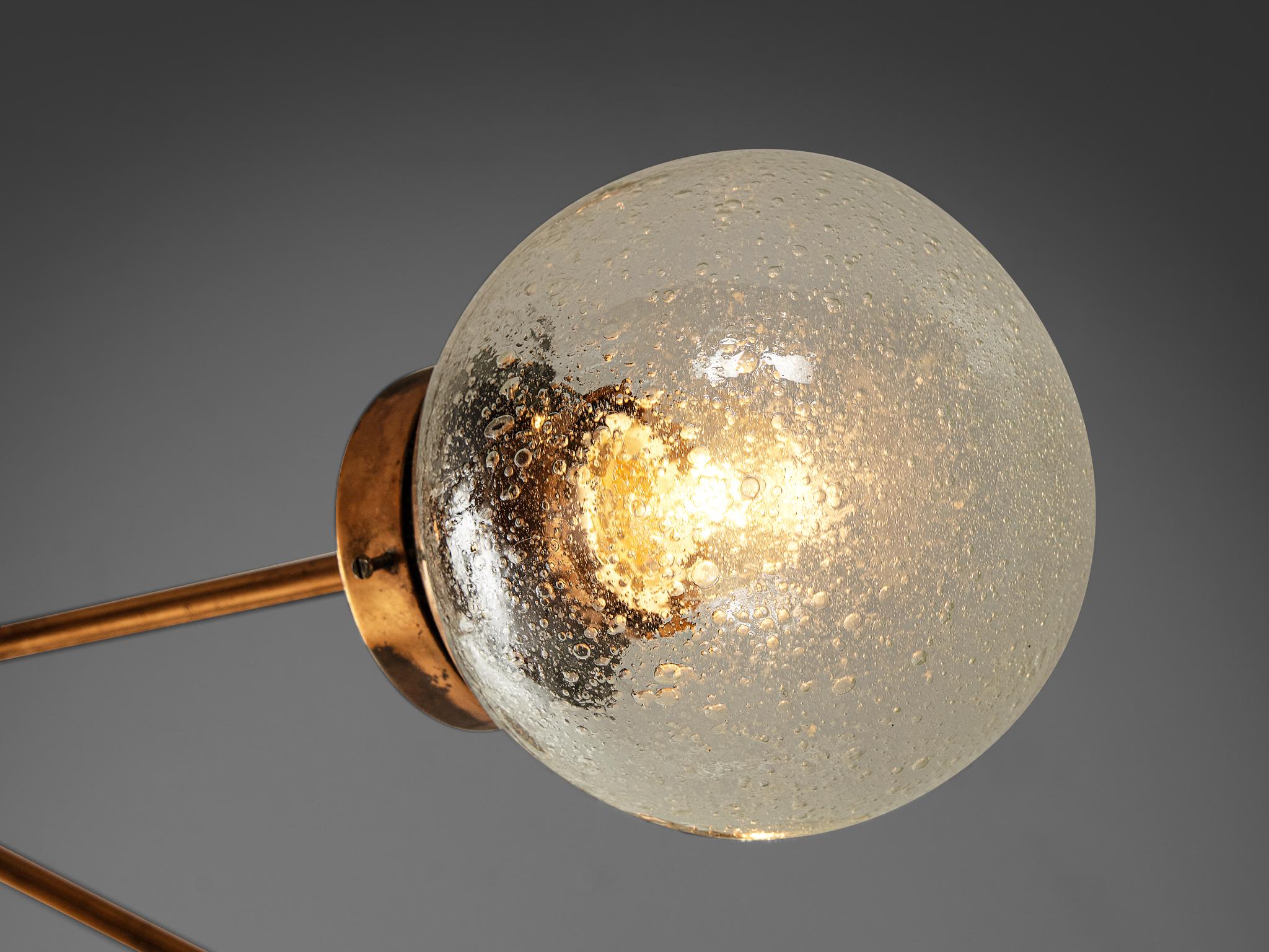 Sputnik-Kronleuchter aus Kupfer und mundgeblasenem Glas  im Angebot 3