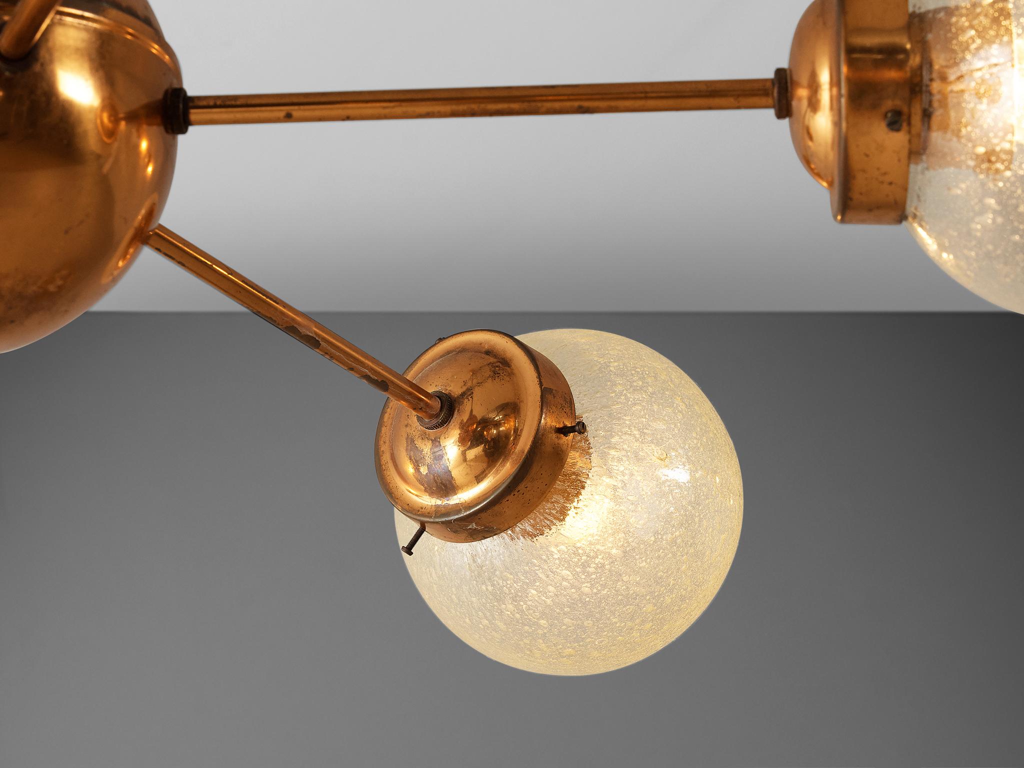 Sputnik-Kronleuchter aus Kupfer und mundgeblasenem Glas  im Angebot 4