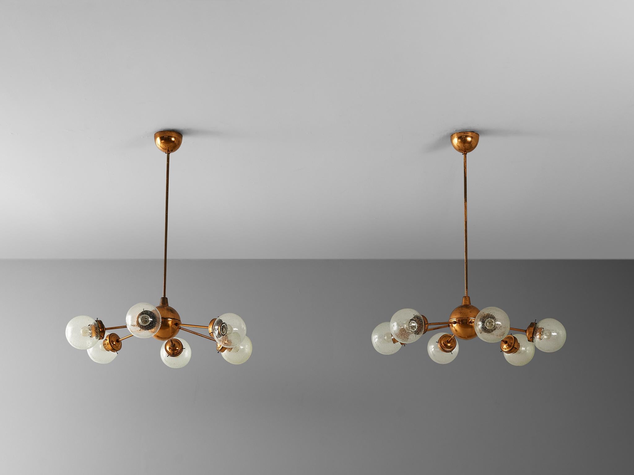 Sputnik Chandeliers in Copper and Blown Glass  For Sale 5