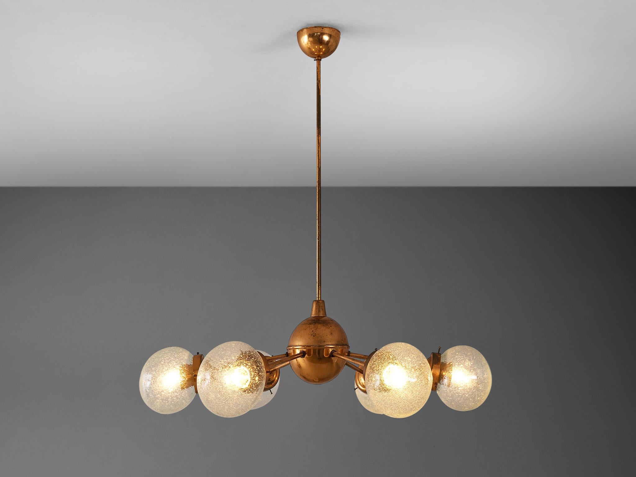 Sputnik Chandeliers in Copper and Blown Glass  In Good Condition For Sale In Waalwijk, NL