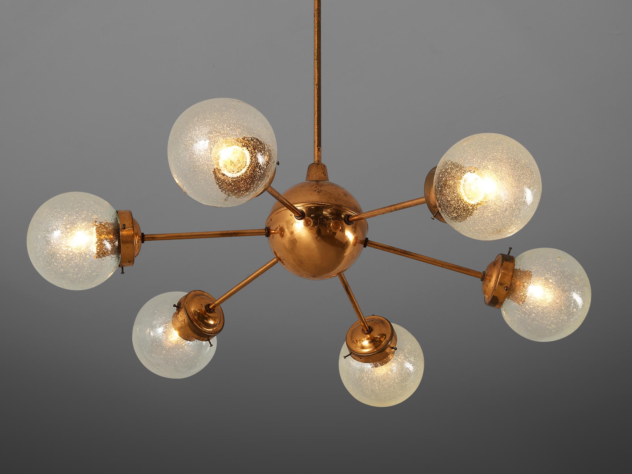 Sputnik Chandeliers in Copper and Blown Glass  For Sale 2