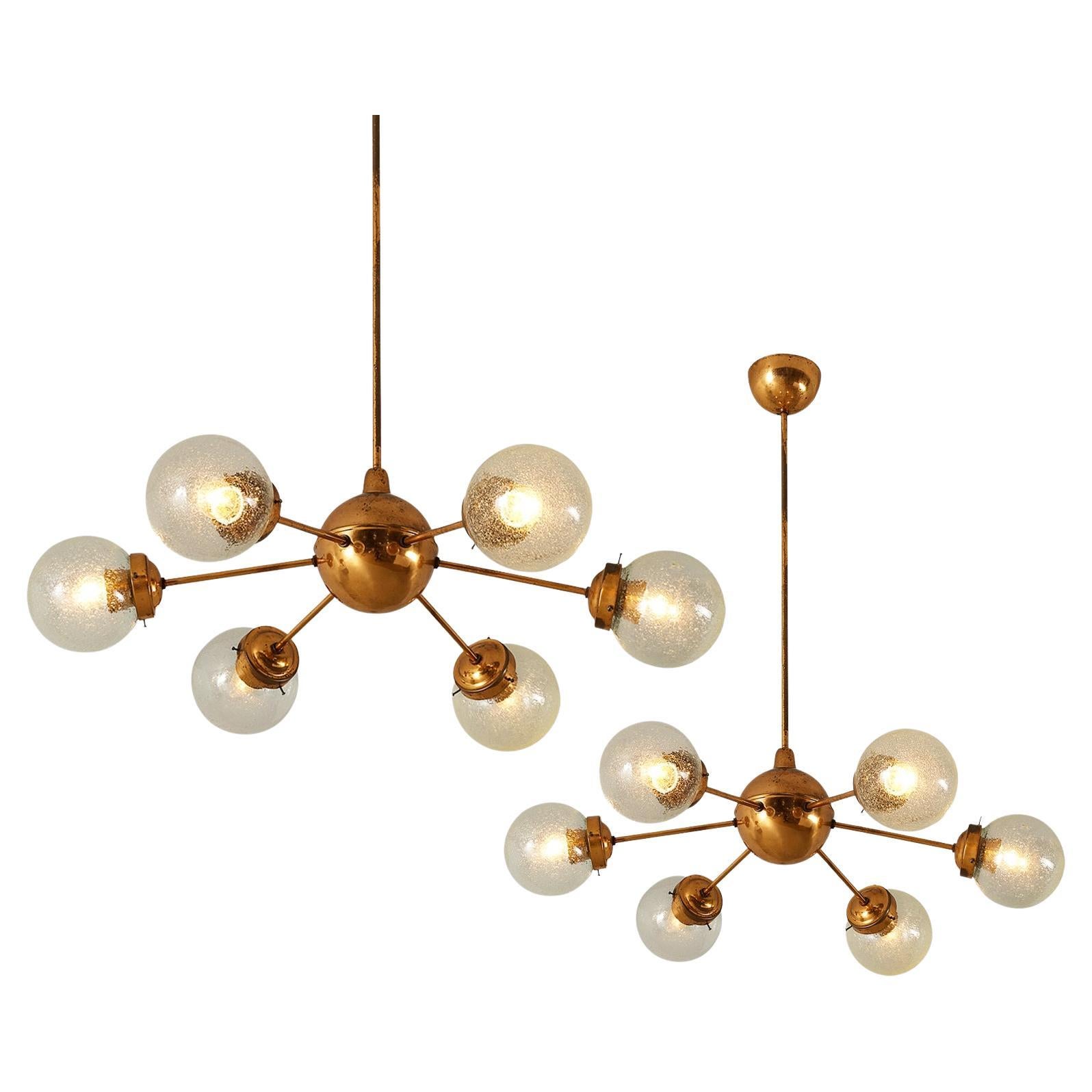 Sputnik Chandeliers in Copper and Blown Glass  For Sale