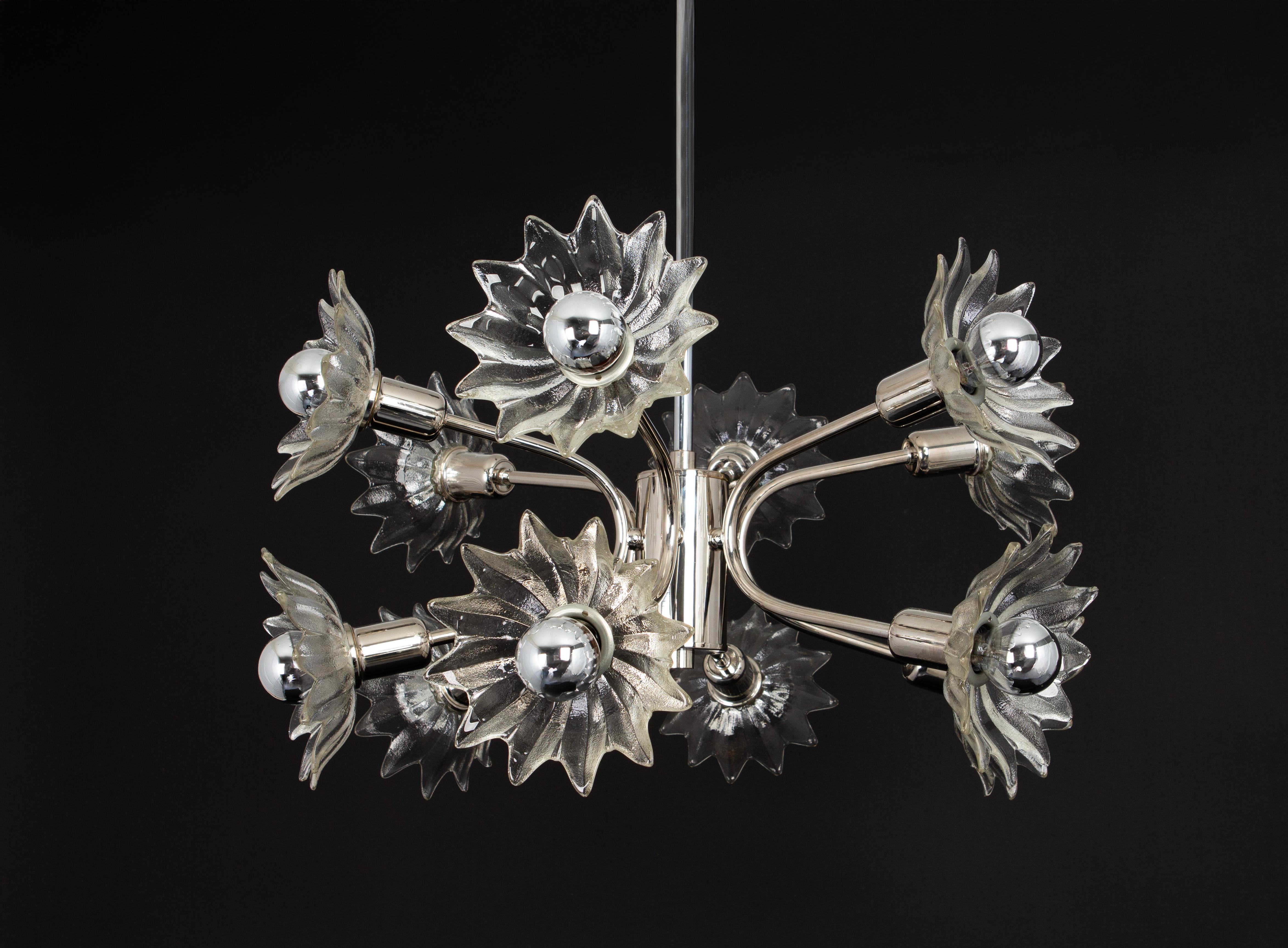 Vetro fumé Sputnik Chrome  Chandelier by Sölken, Germany, 1970s in vendita