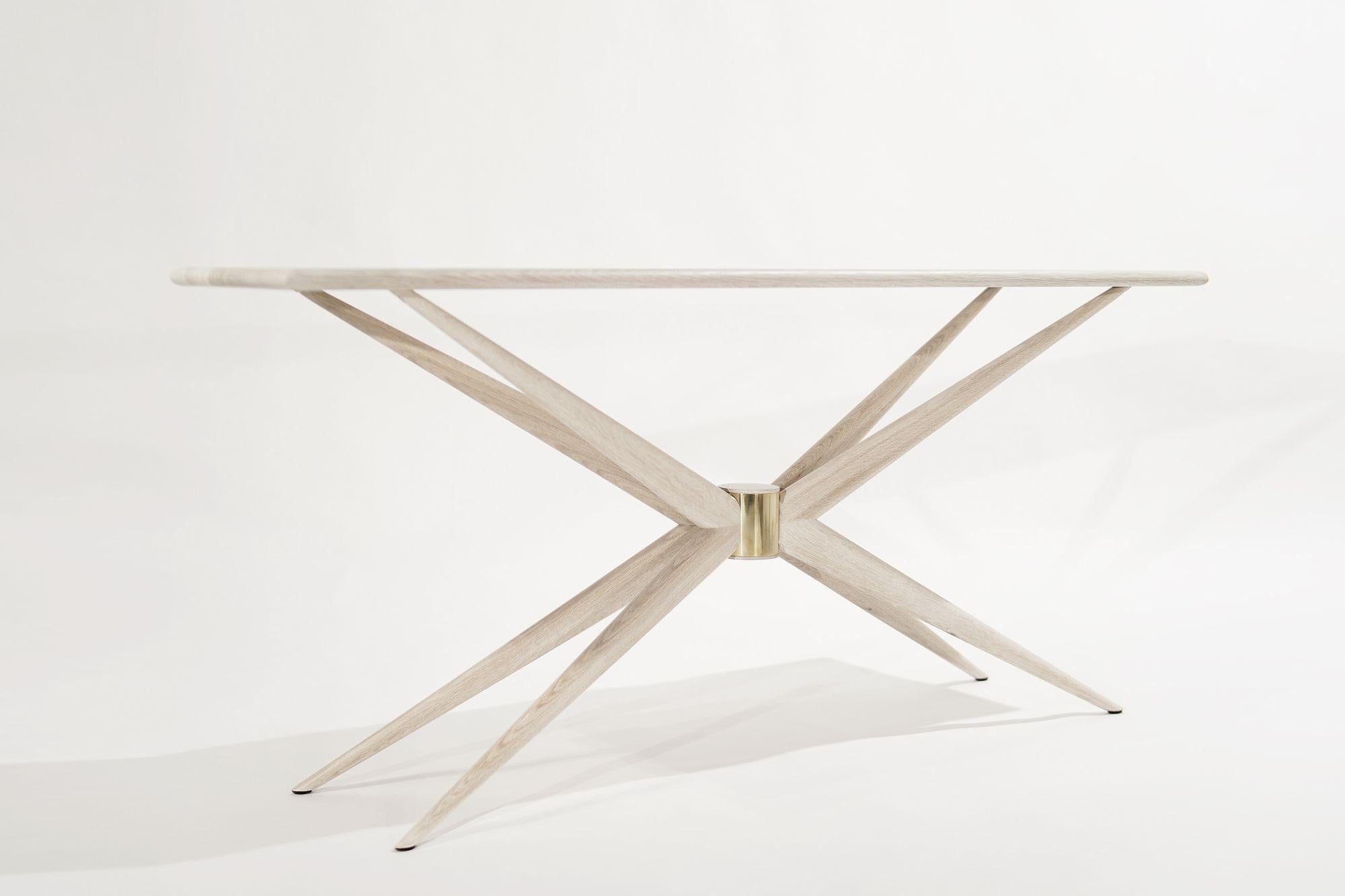 Mid-Century Modern Sputnik Console Table in White Oak For Sale