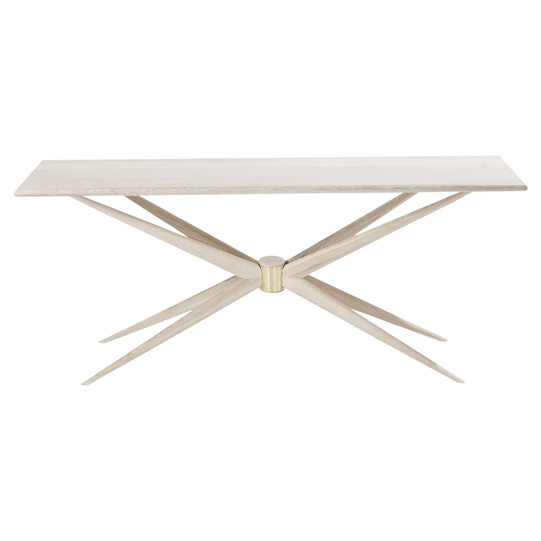 Table console Spoutnik en chêne blanc