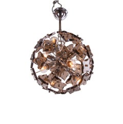 1 (de 2) 1960 Italy Fontana Arte Sputnik Chandelier verre de Murano fumé et chrome