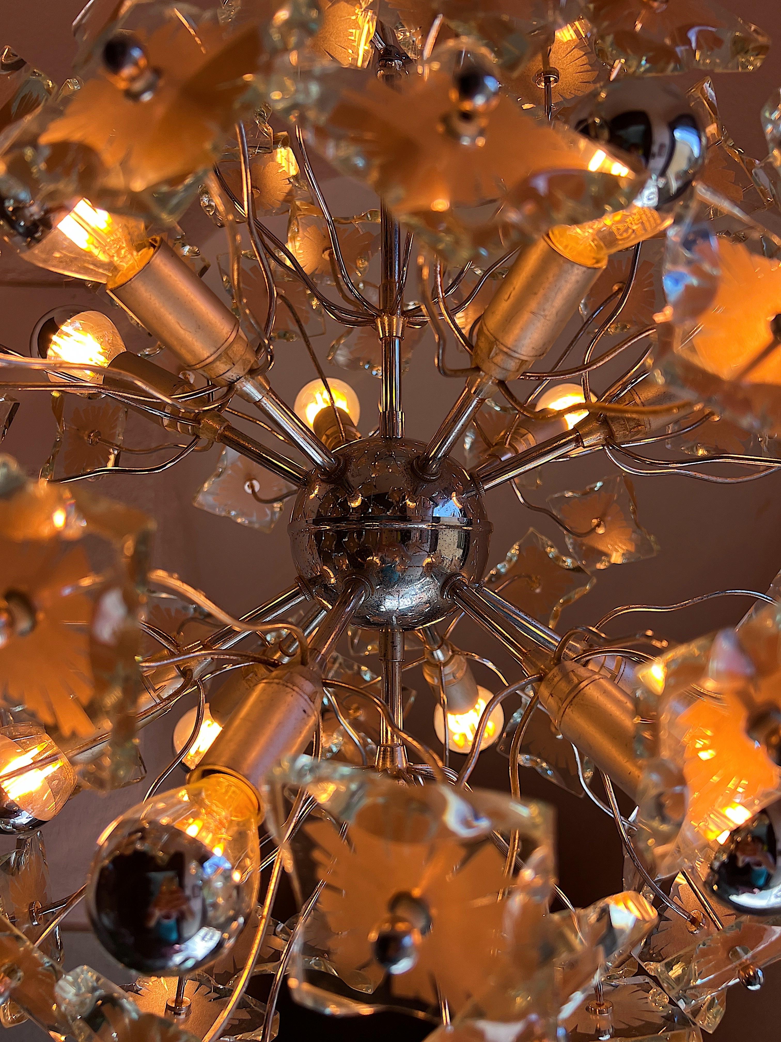 Sputnik Cut-Glass Chandelier by Fontana Arte, 1960s For Sale 2