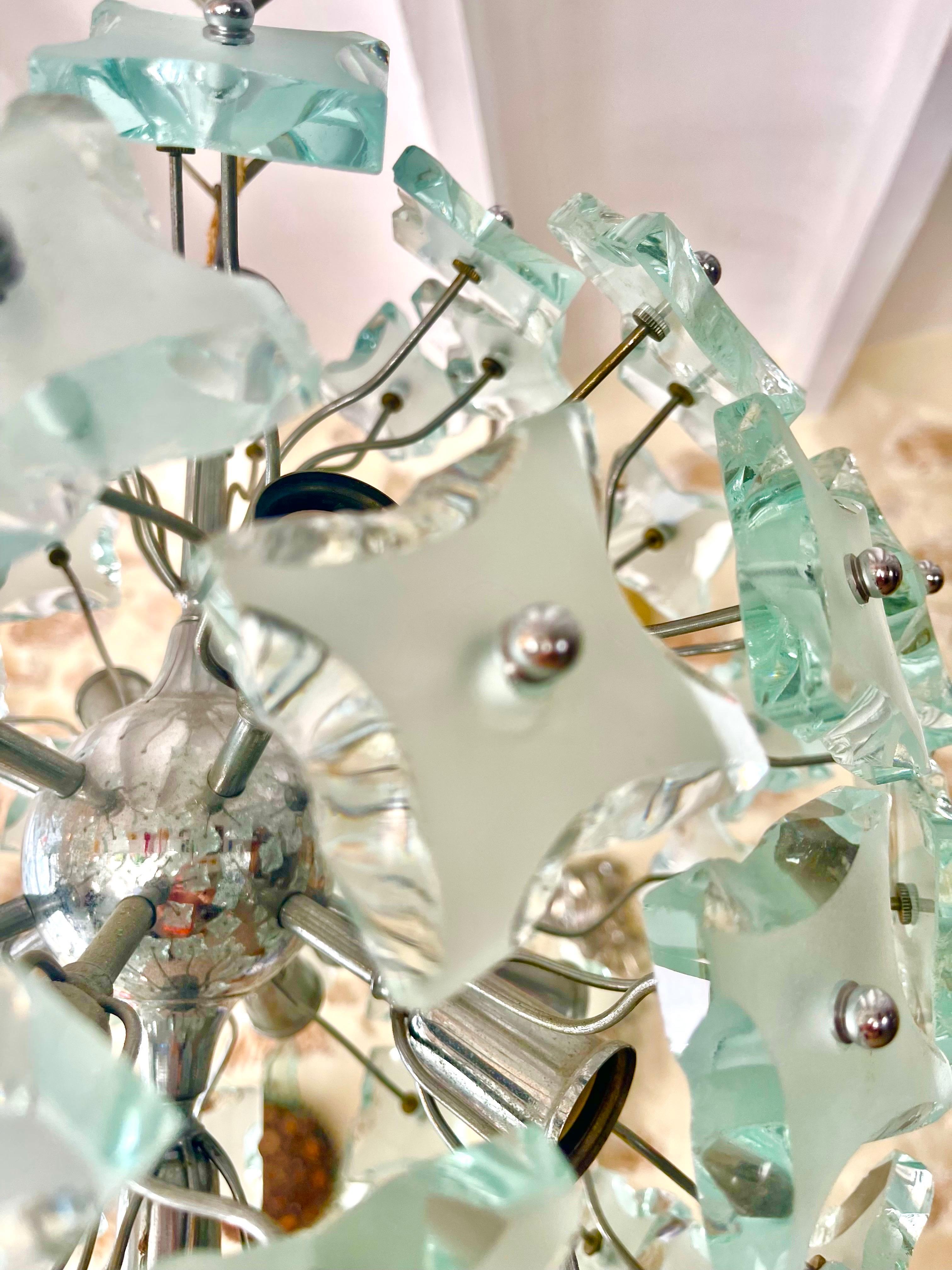 Vetro Lampadario Sputnik in vetro tagliato diConsulter >Fontana Arte, 1960s in vendita