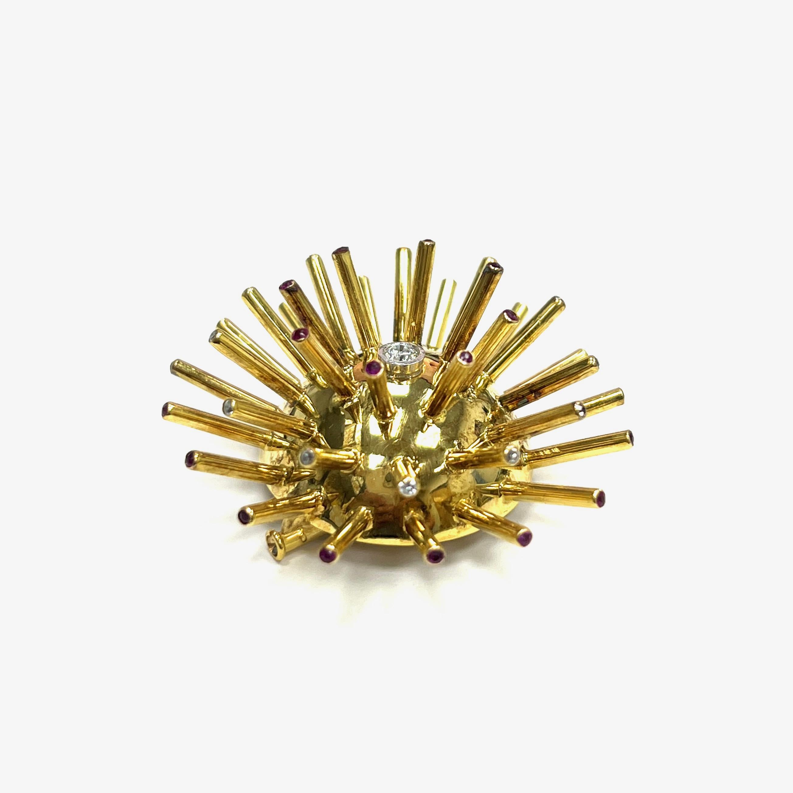 De las mujeres Broche Sputnik Diamante Rubí Oro Amarillo en venta