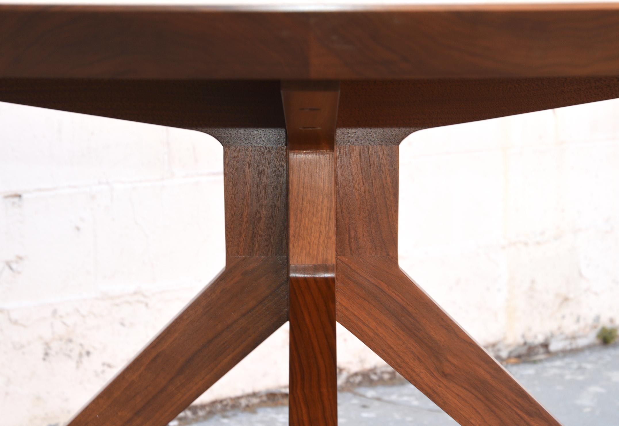 American 'Sputnik' Dining Table in Solid Walnut, Built to Order by Petersen Antiques For Sale