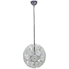 Sputnik Glass and Chrome Italian Chandelier, 1980s