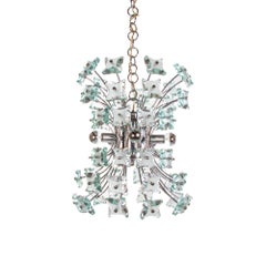 1970 Italy Fontana Arte Sputnik Chandelier Turquoise Glass & Chrome