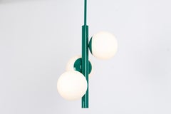 Sputnik Green Pendant Light, Opal Glass, Germany, 1970s