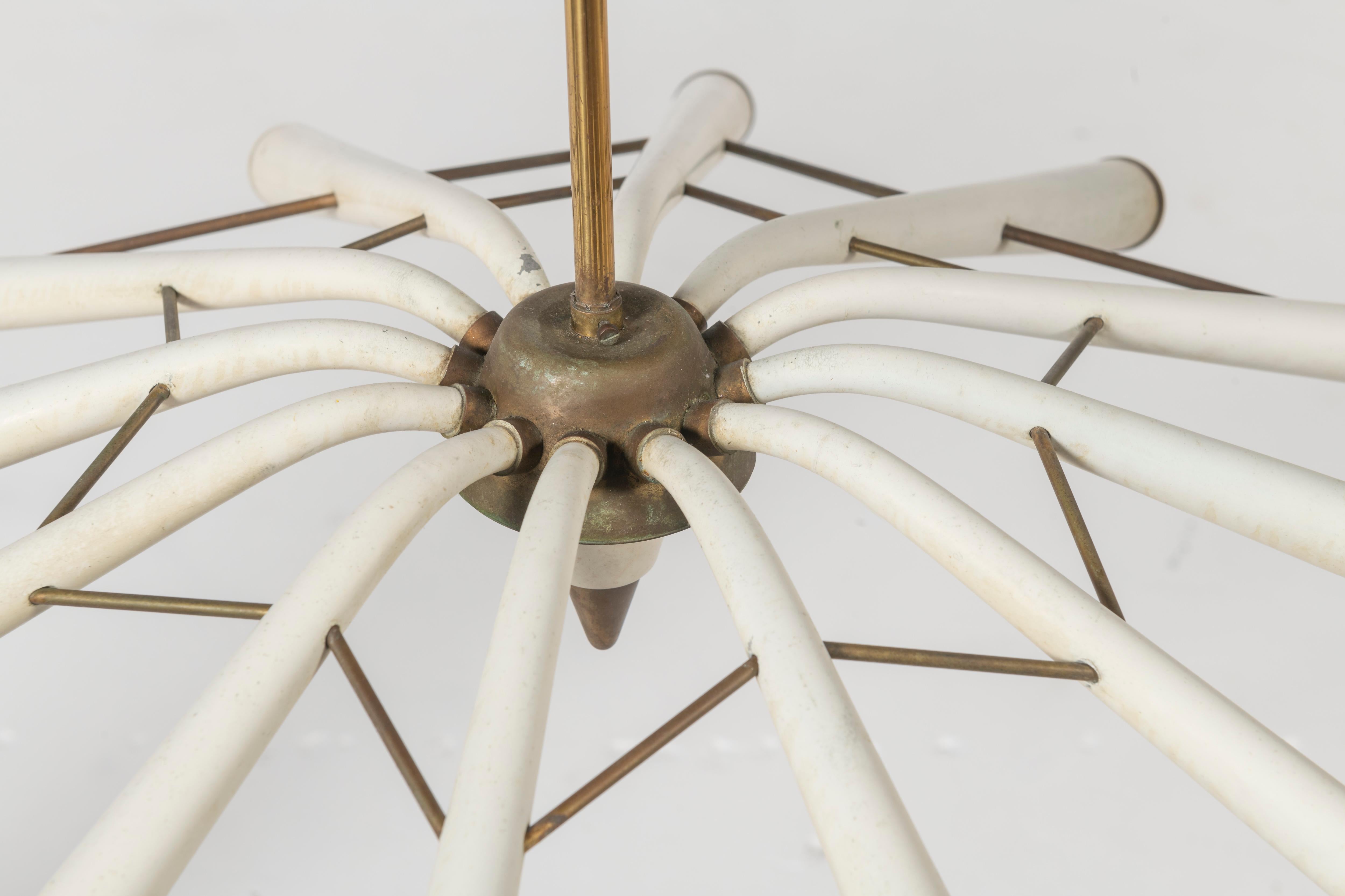 Painted Sputnik Italian Mid-Century Chandelier with 12 Lights For Sale