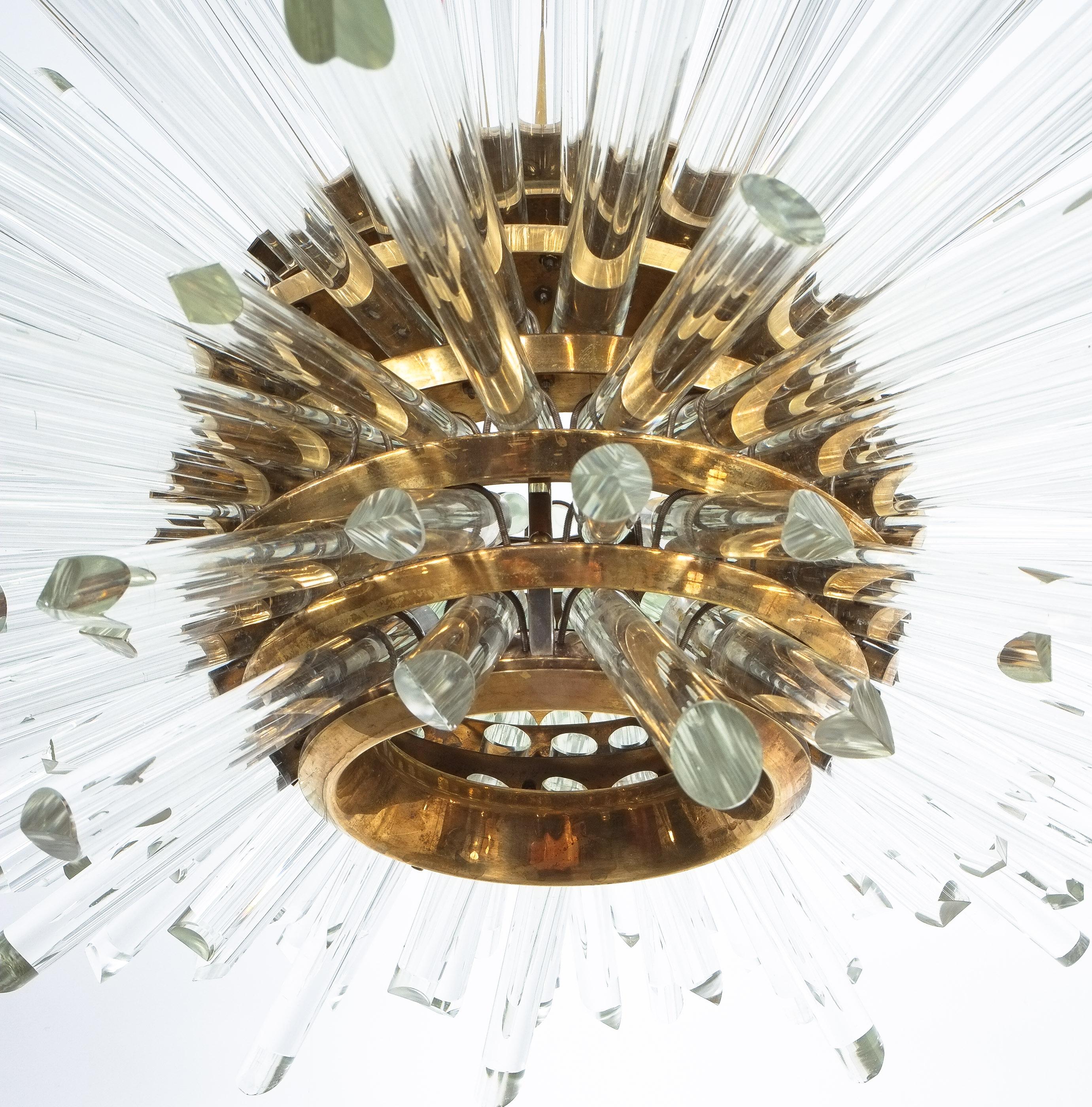 Mid-20th Century Sputnik Miracle Glass Rod Chandelier by Bakalowits Sohne, 1960
