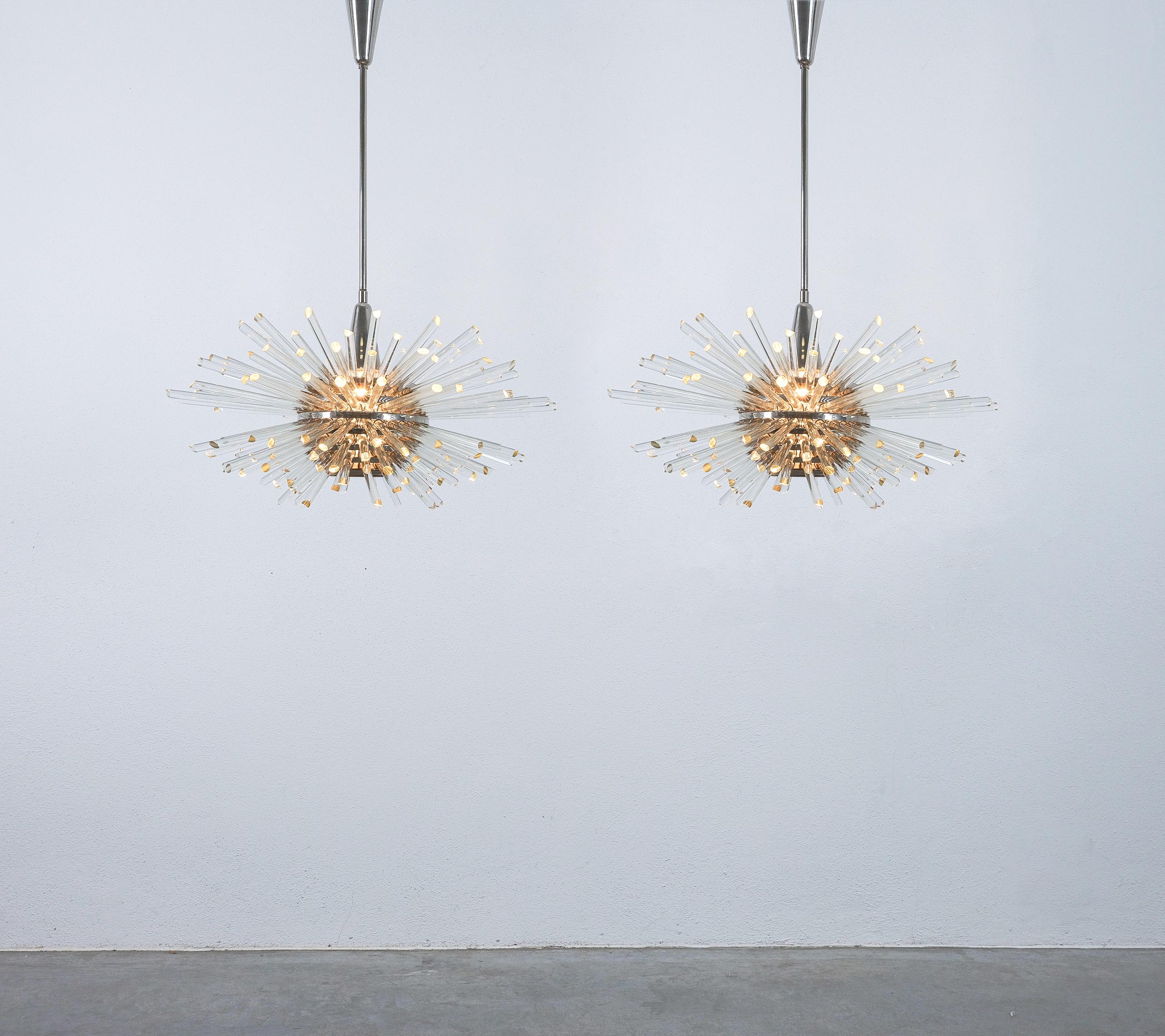 Lustres à tige de verre Sputnik par Bakalowits Sohn, 1960 en vente 6