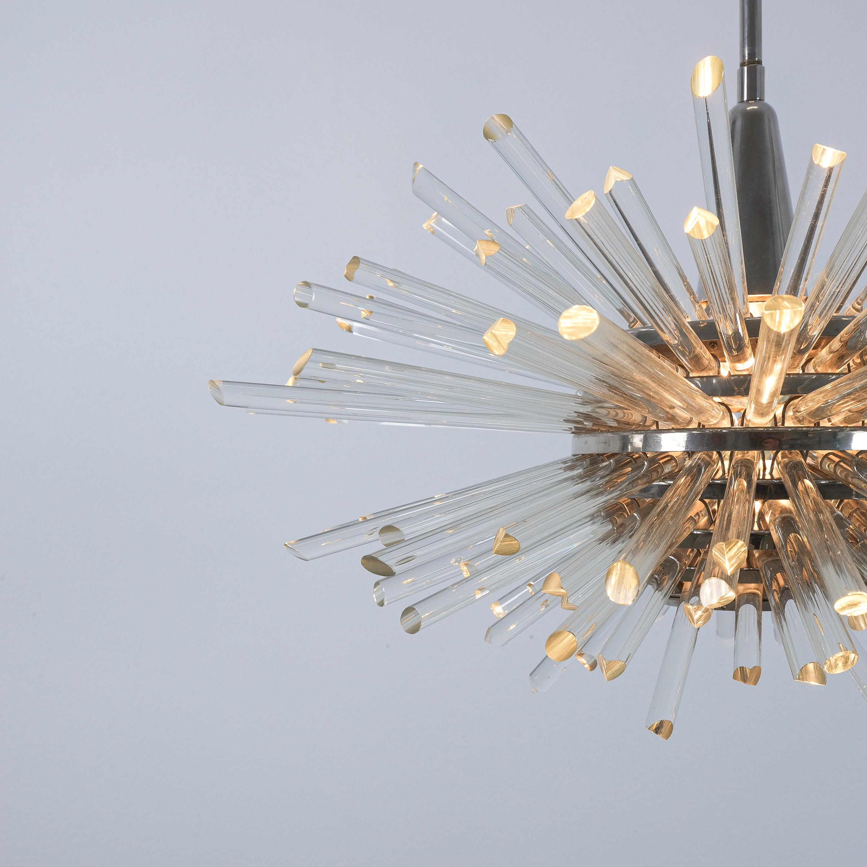 Lustres à tige de verre Sputnik par Bakalowits Sohn, 1960 en vente 1
