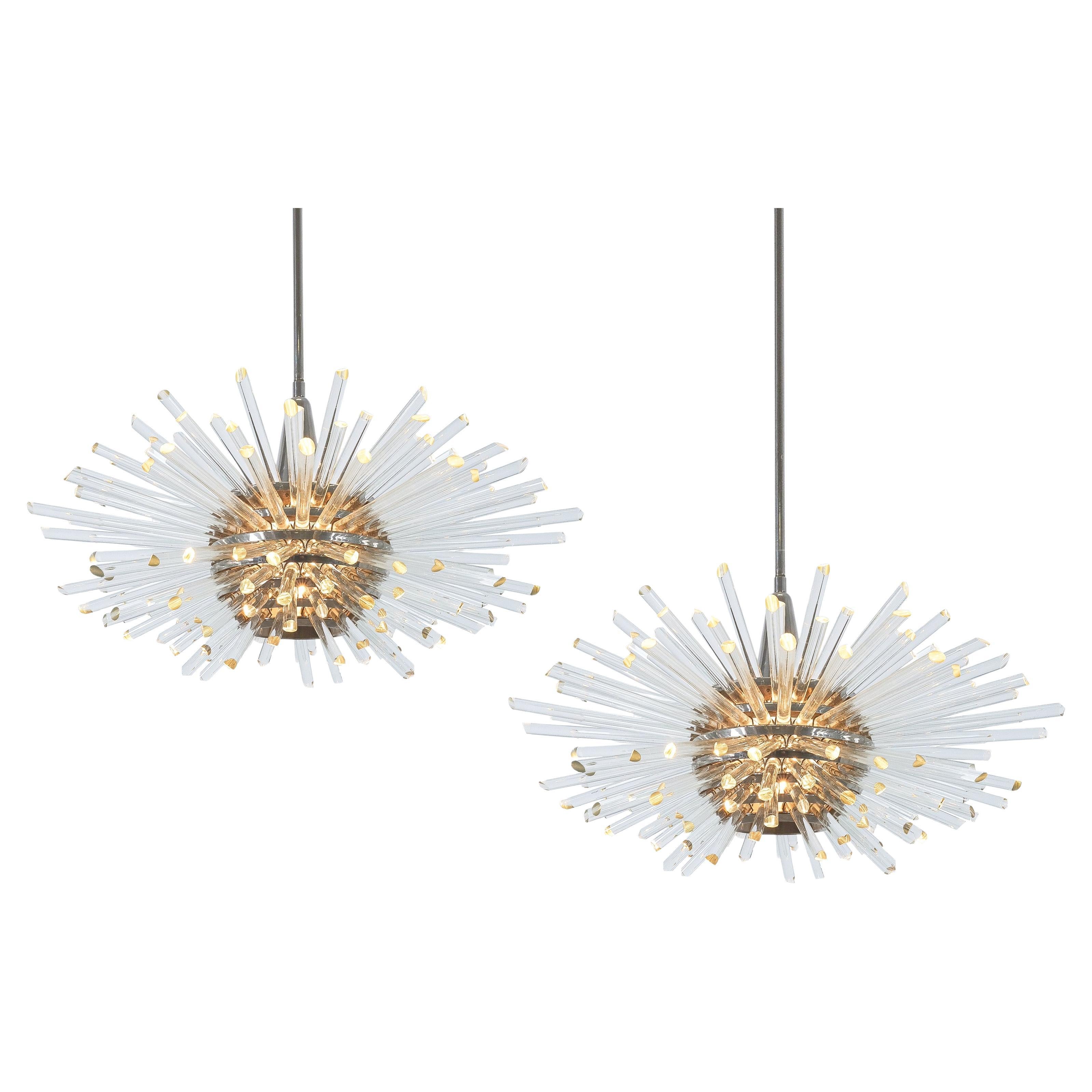 Lustres à tige de verre Sputnik par Bakalowits Sohn, 1960 en vente