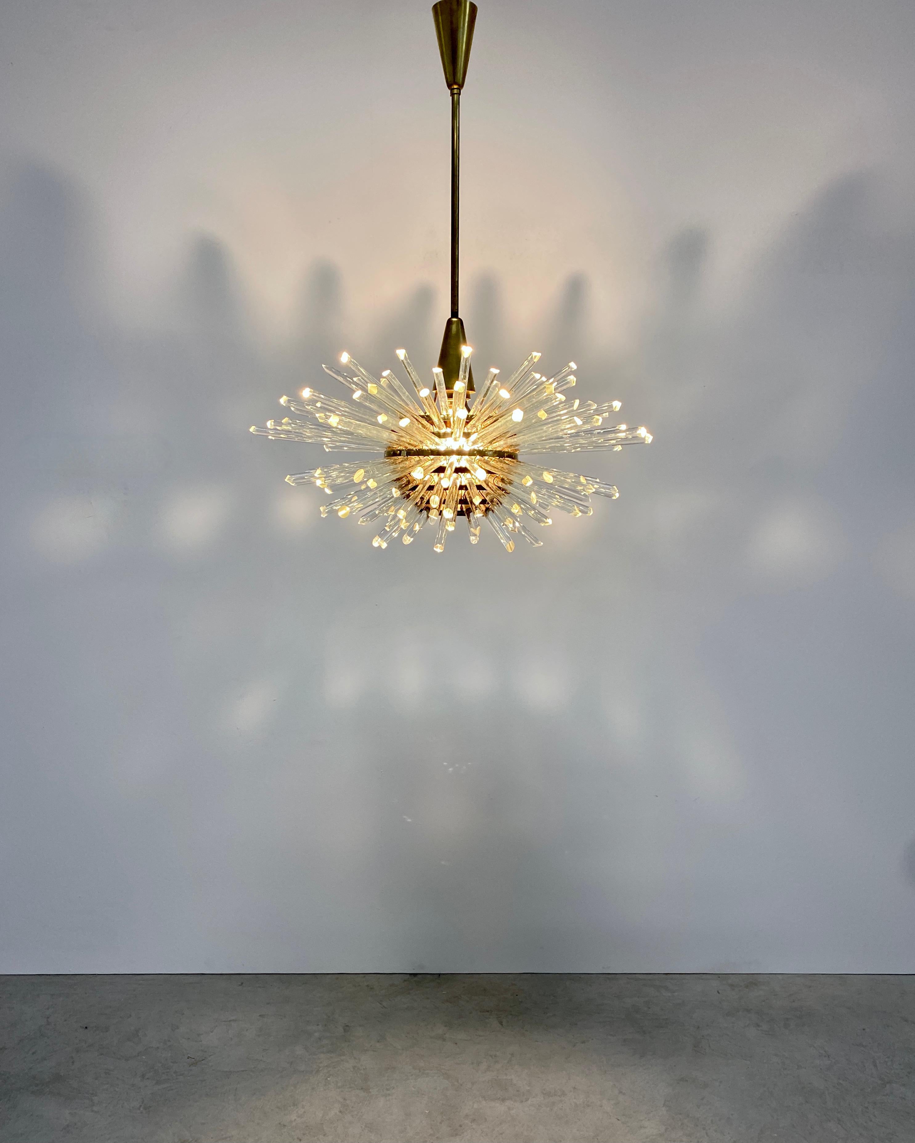 Austrian Sputnik Miracle Glass Rod Chandelier by Bakalowits Sohne, 1960