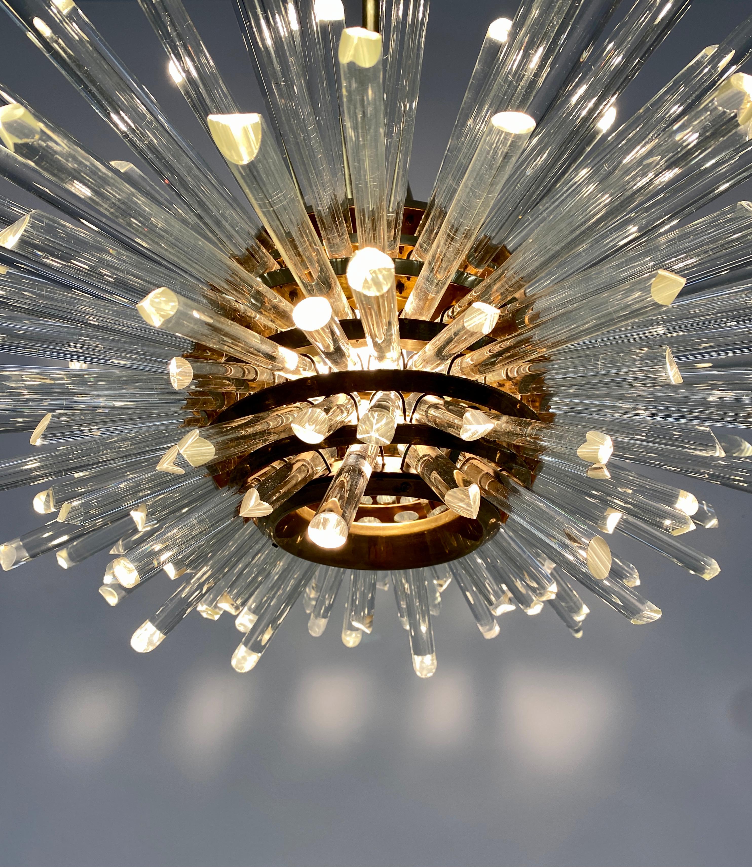 Mid-20th Century Sputnik Miracle Glass Rod Chandelier by Bakalowits Sohne, 1960