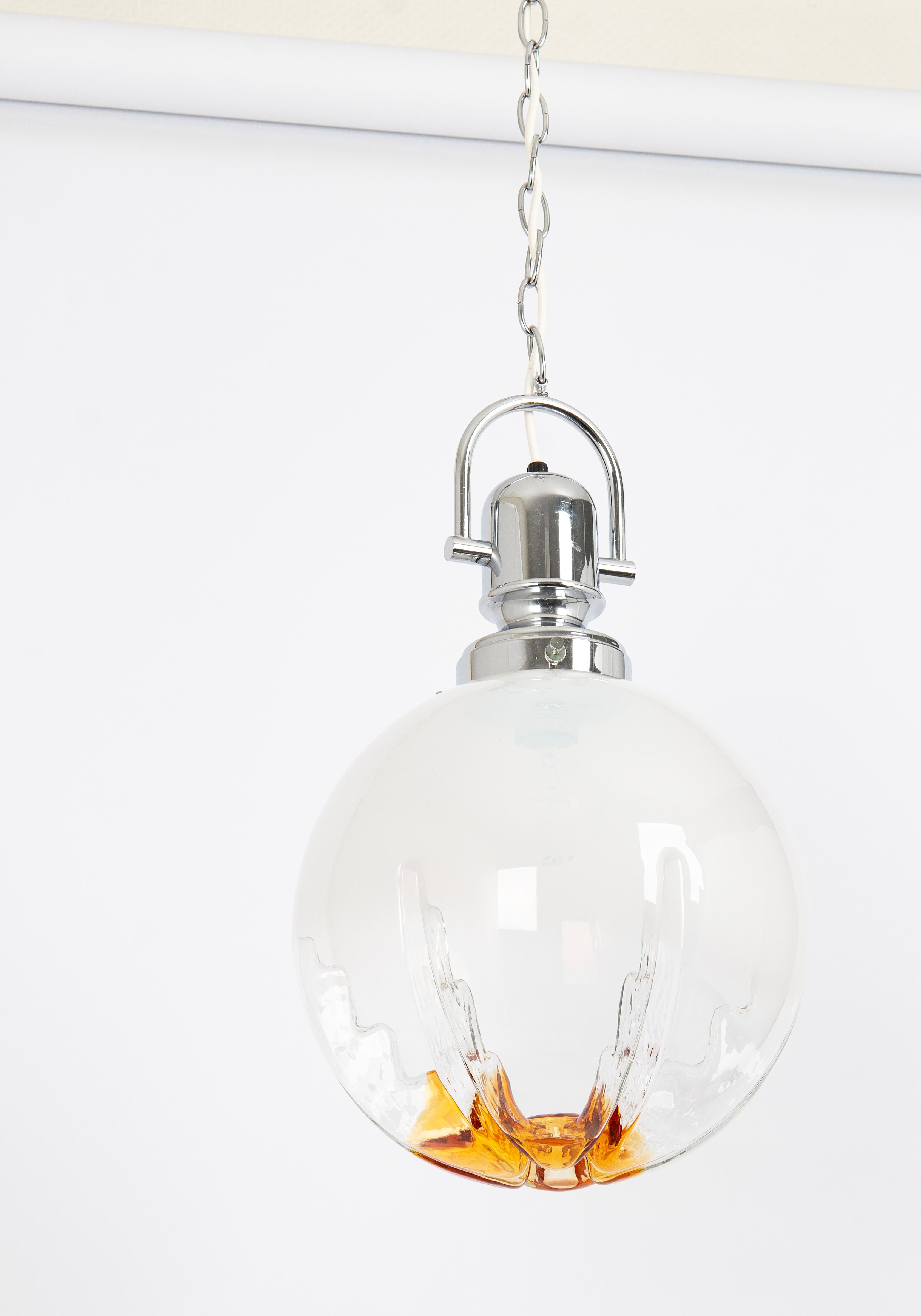 Italian Sputnik Murano Big Ball Pendant Light, VeArt, Italy, 1970s For Sale
