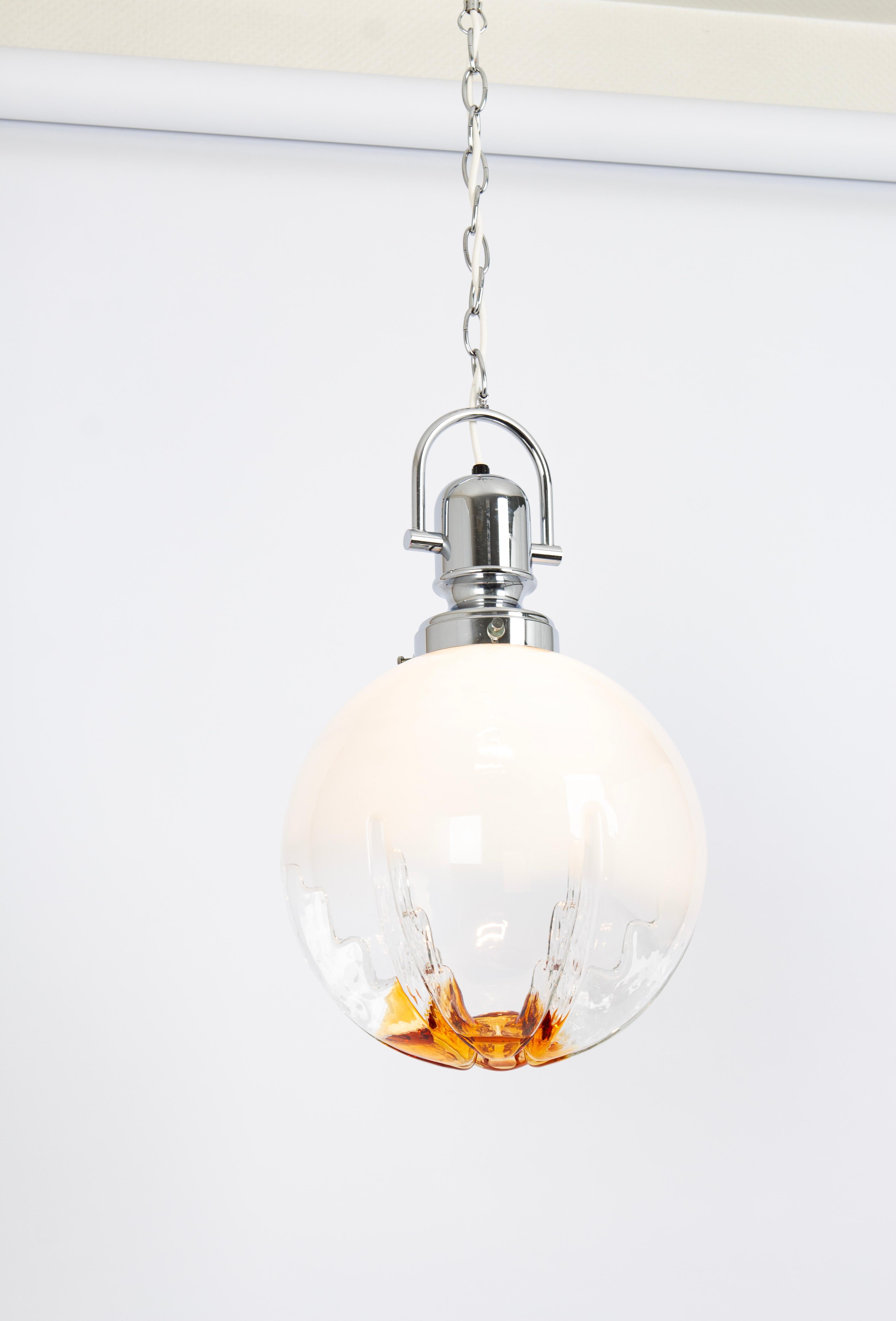Murano Glass Sputnik Murano Big Ball Pendant Light, VeArt, Italy, 1970s For Sale
