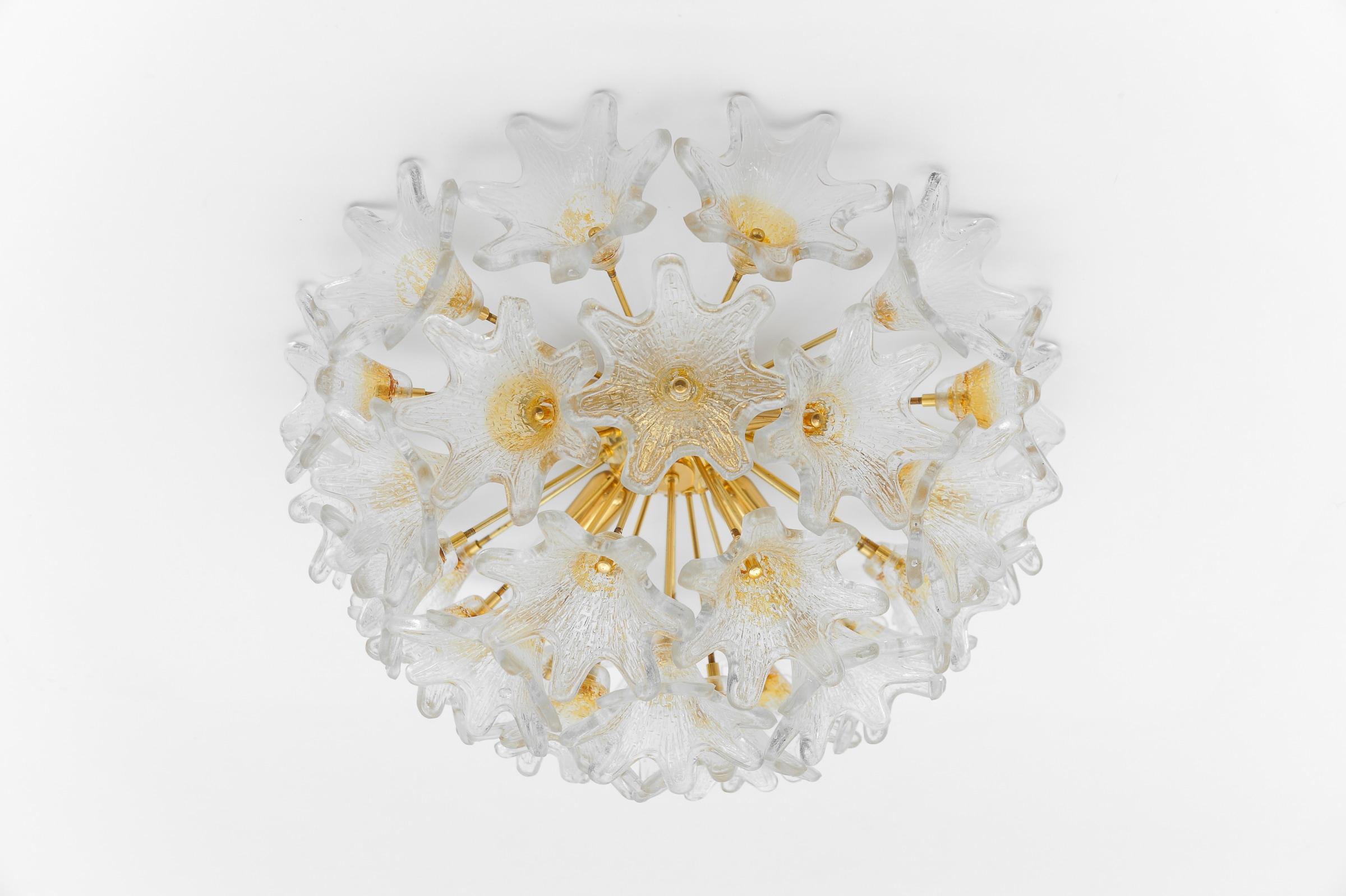 Metal Sputnik Murano Glass Flower Sputnik Flush Mount Light by Paolo Venini for VeArt