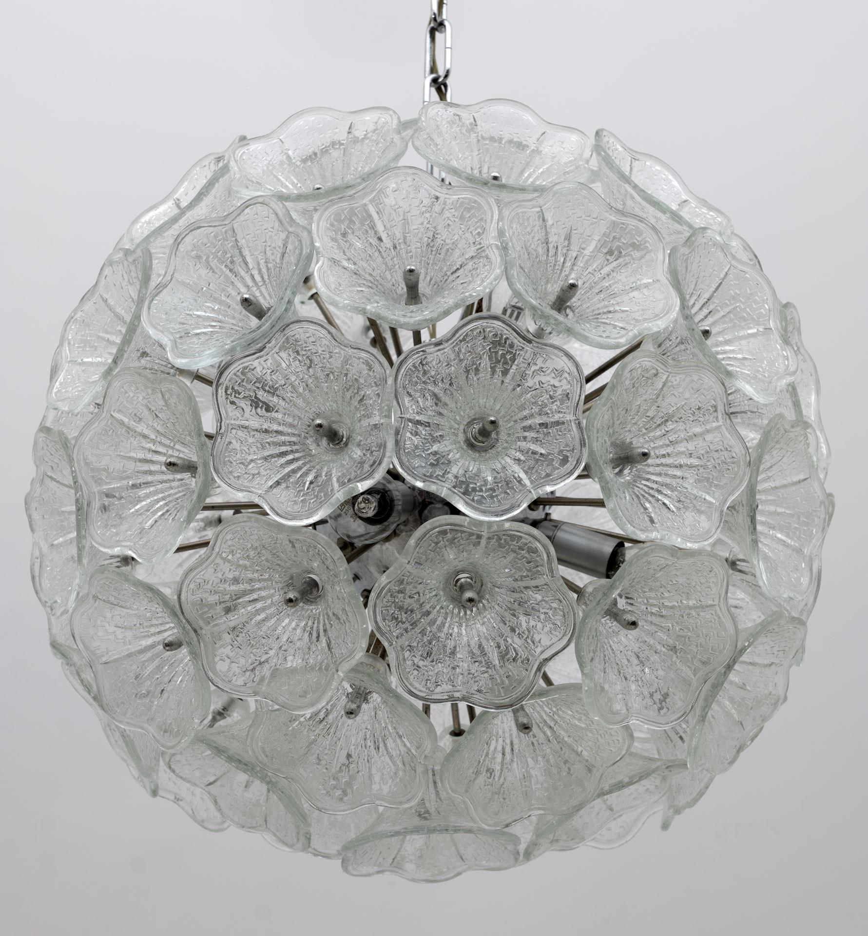 Italian Sputnik Murano Glass Flowers Chandelier Venini Style Italy, 1960s For Sale