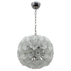 Retro Sputnik Murano Glass Flowers Chandelier Venini Style Italy, 1960s