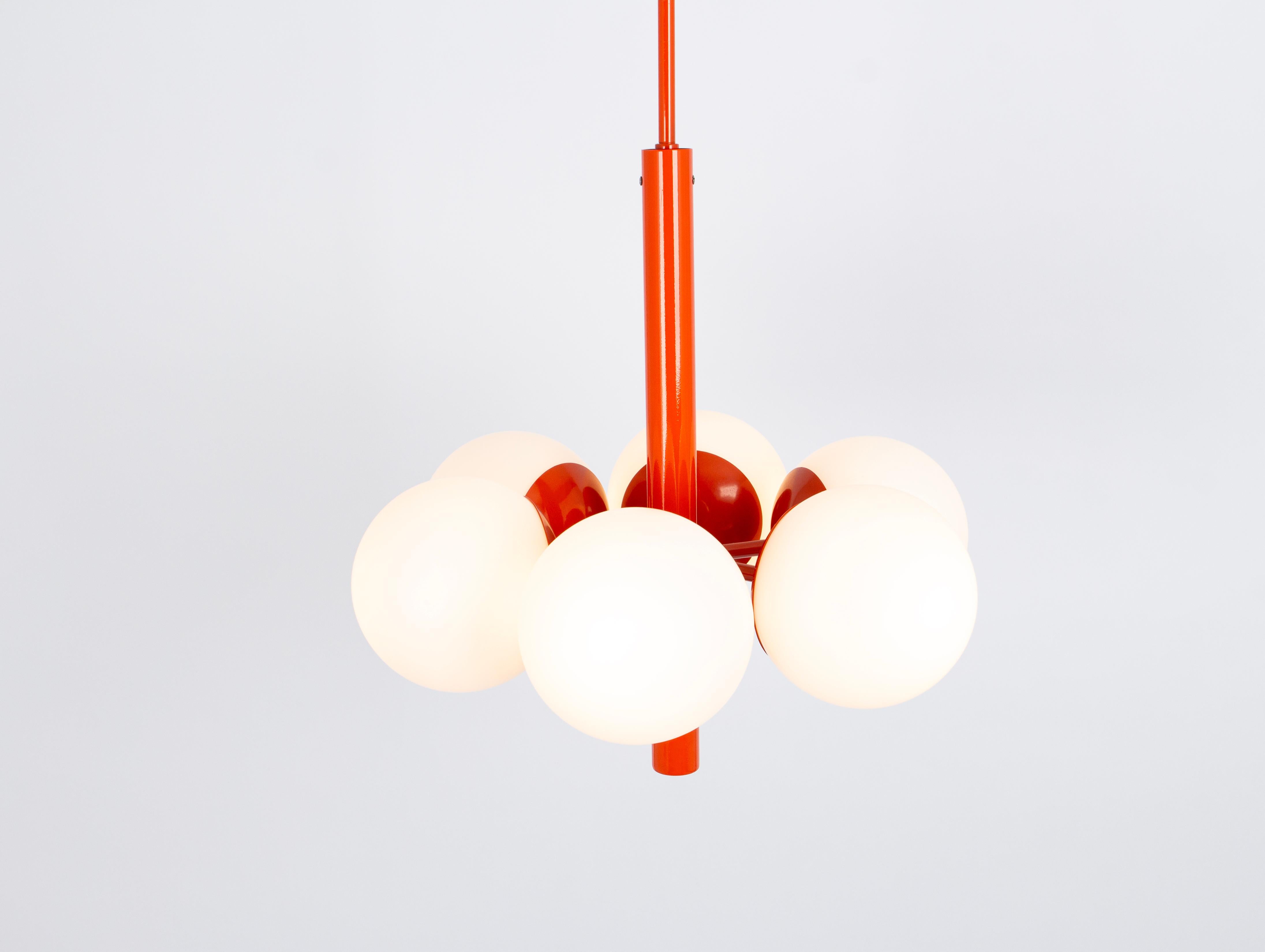 Late 20th Century Sputnik orange Pendant Light, Opal Glass, Germany, 1970s For Sale