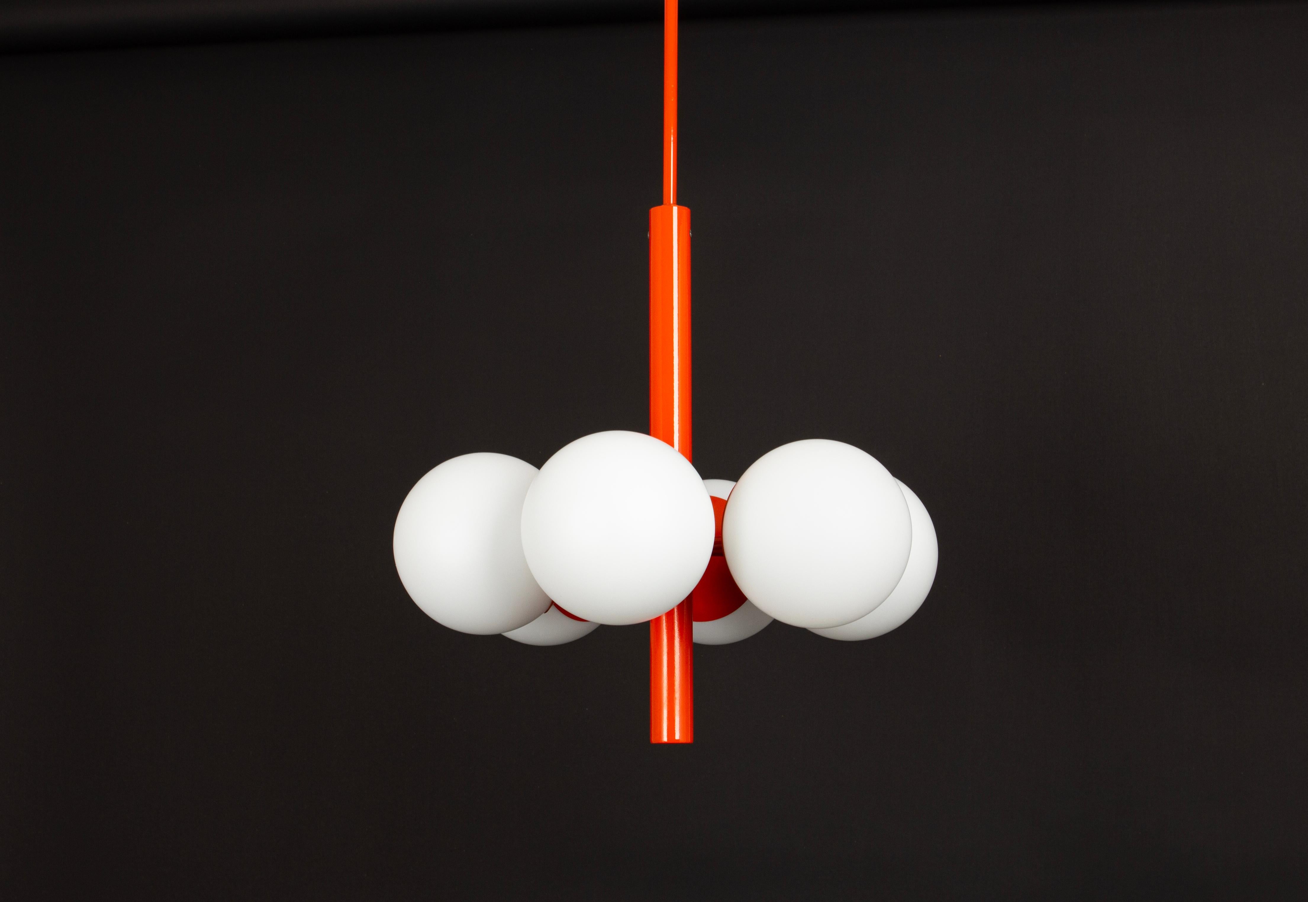 Sputnik orange Pendant Light, Opal Glass, Germany, 1970s For Sale 3