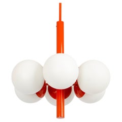 Sputnik orange Pendant Light, Opal Glass, Germany, 1970s