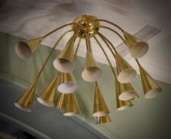 Sputnik Semi Spherical All in Brass Chandelier and Pendant, 1990