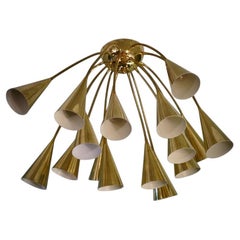 Sputnik Semi Spherical All in Brass Chandelier and Pendant, 1990