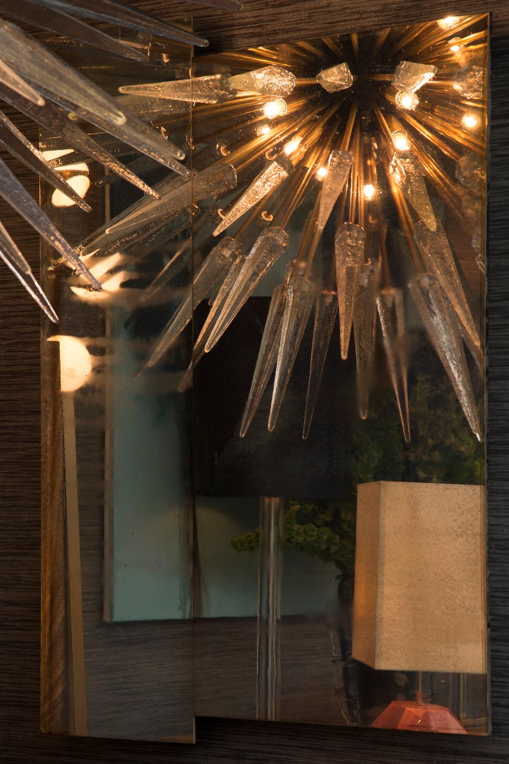 Sputnik Shard Chandelier with Murano Glass and Brass, made in Italy In New Condition In London, GB